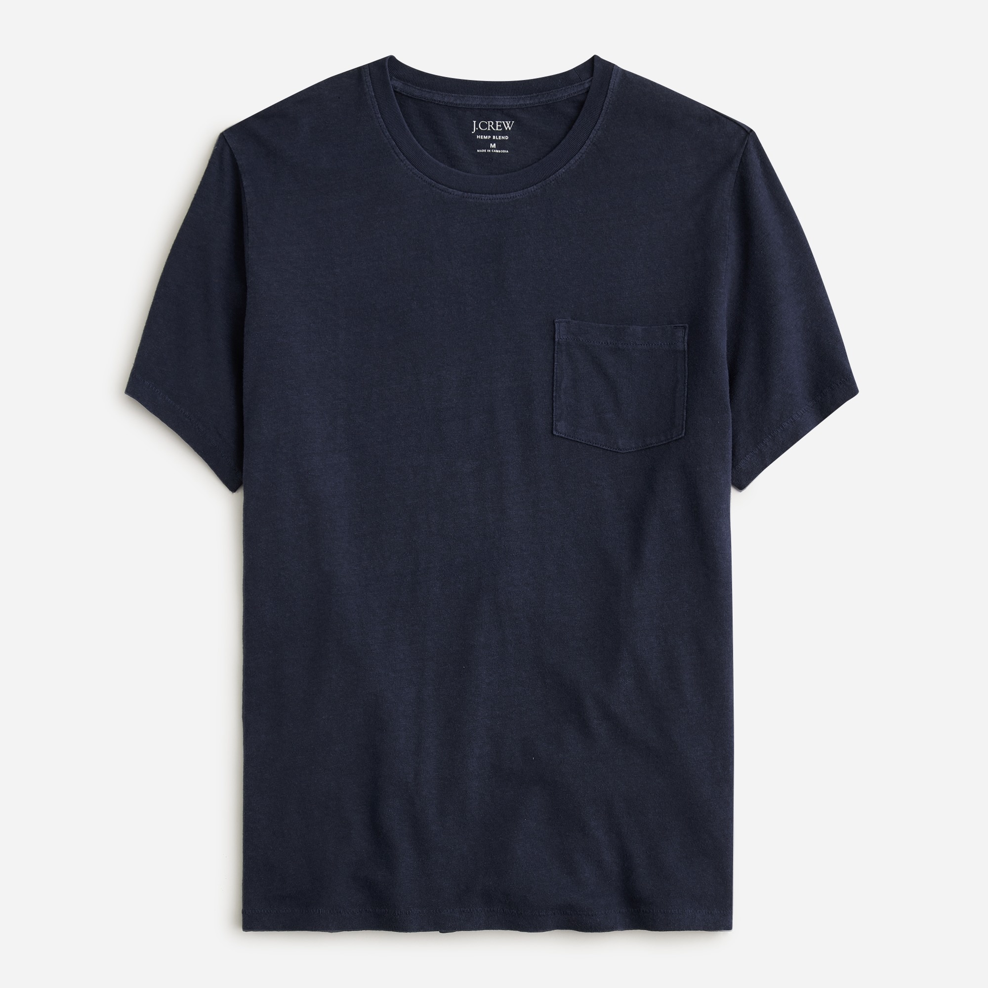Hemp-organic cotton-blend pocket T-shirt