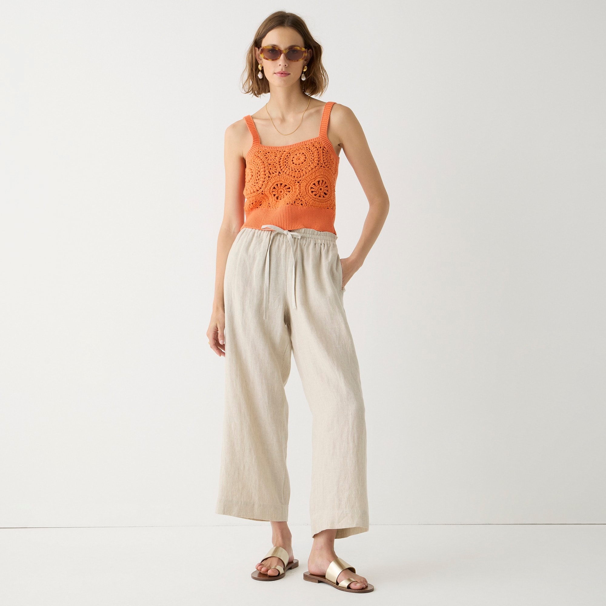 Wide-leg seaside pant in linen