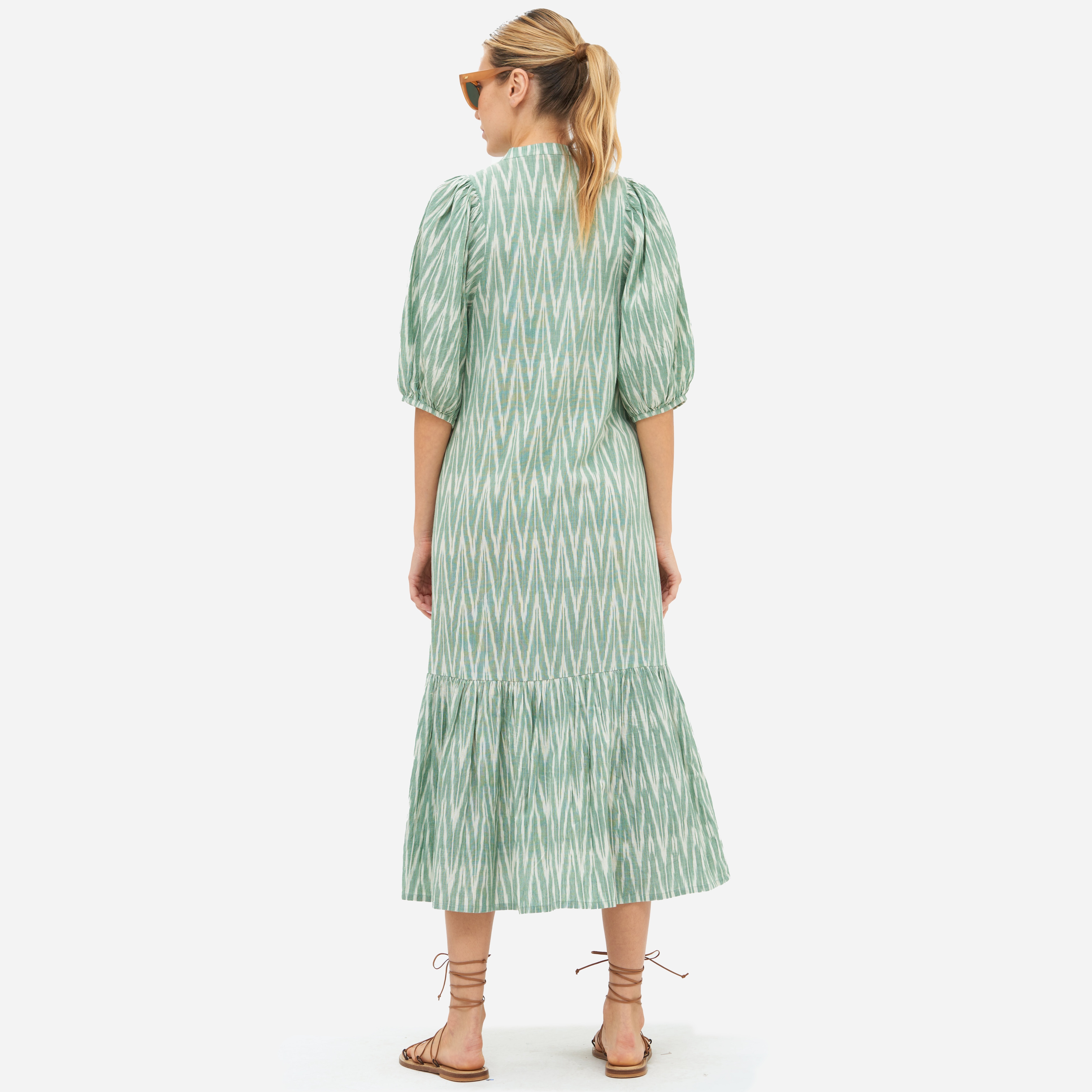OLIPHANT™ button puff-sleeve midi dress