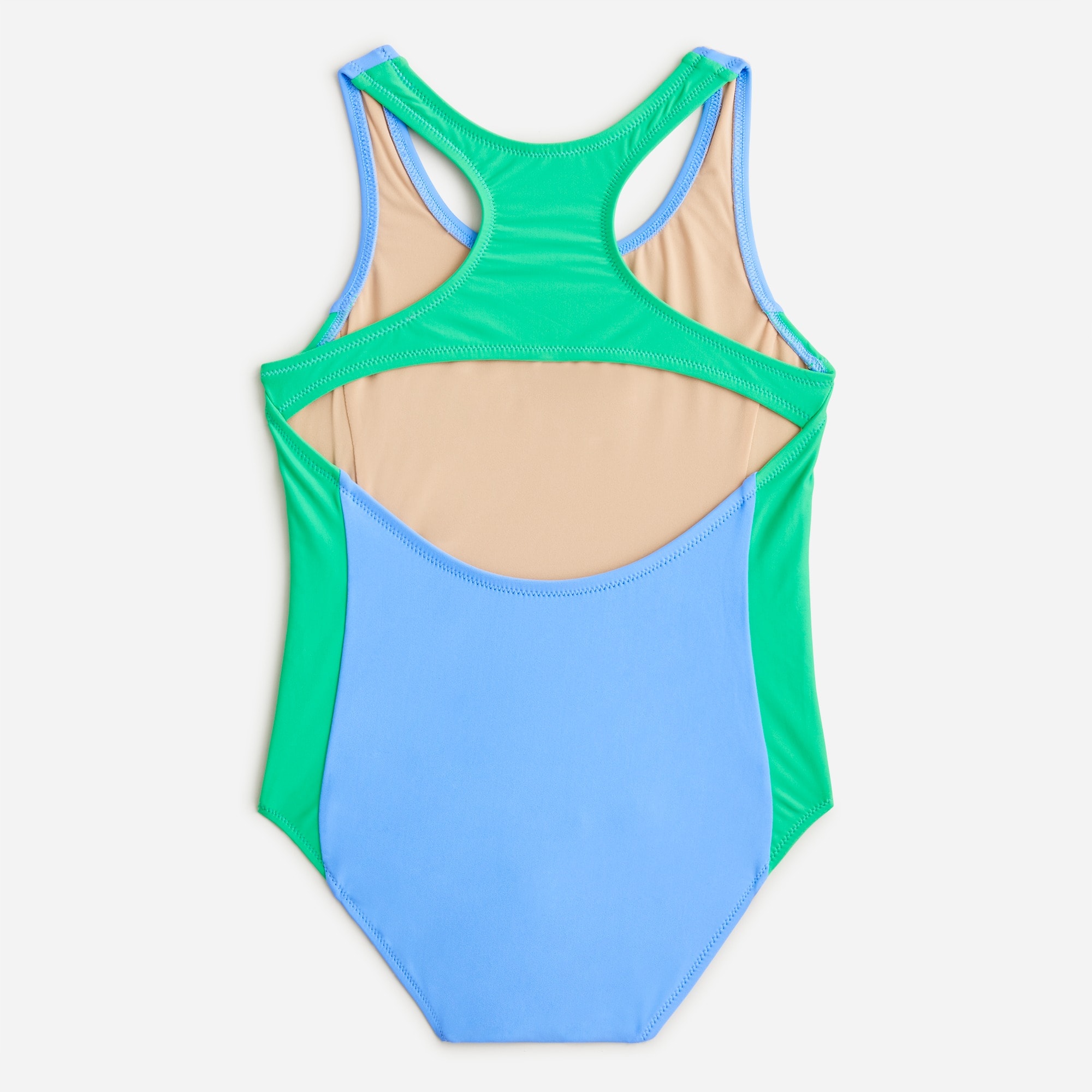 Girls' colorblock racerback one-piece swimsuit with UPF 50+