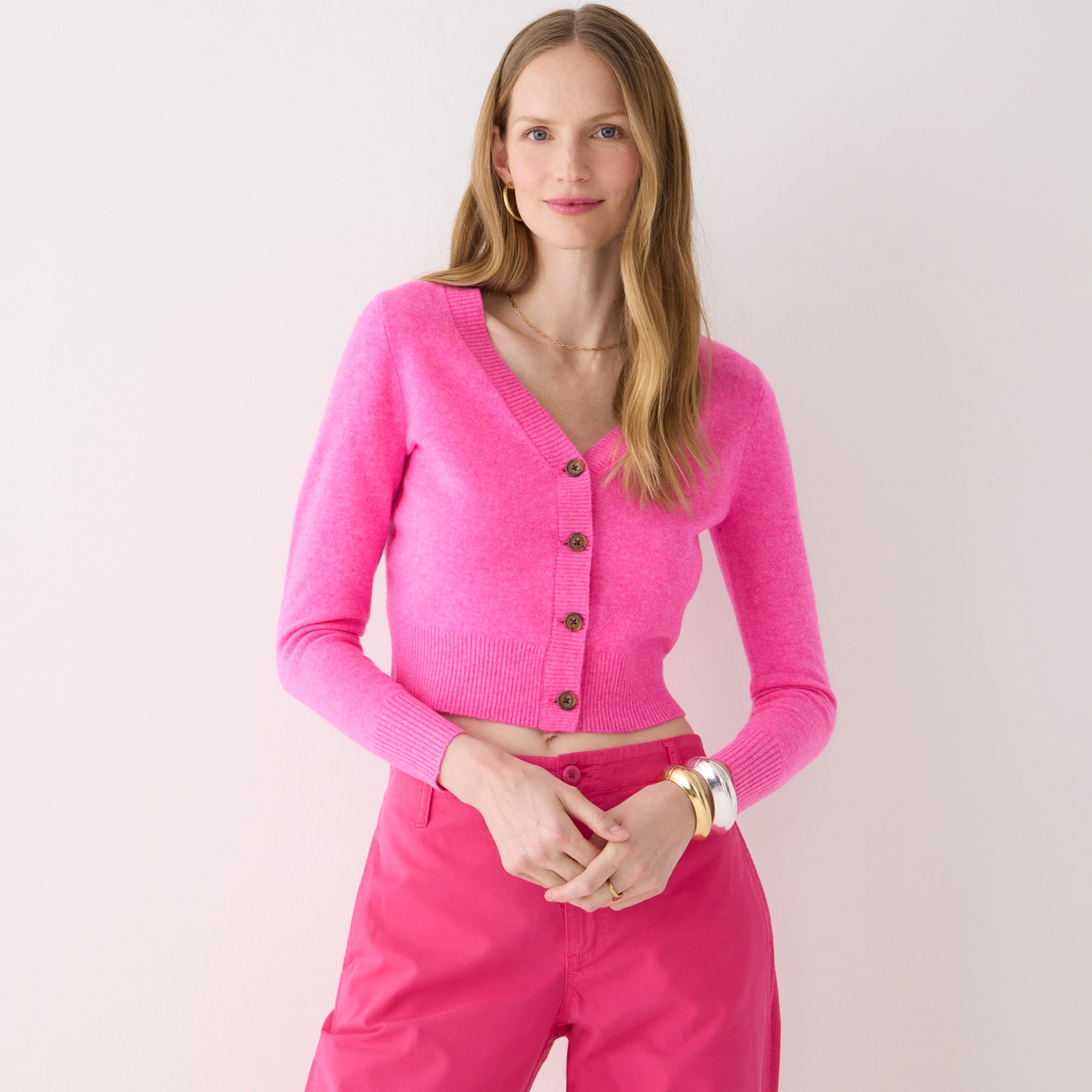 Cashmere cropped V-neck cardigan sweater