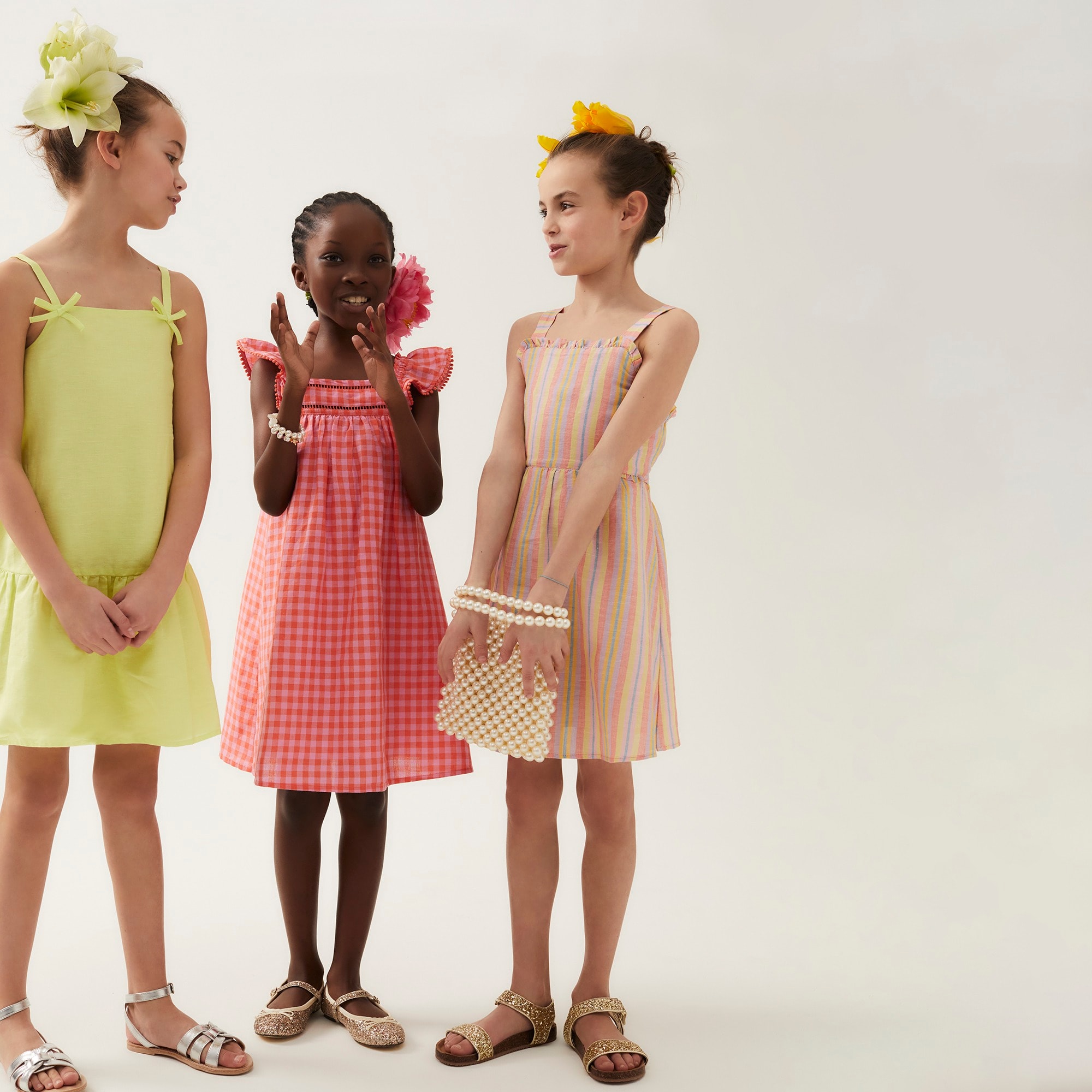 Girls' promenade dress in linen-cotton blend
