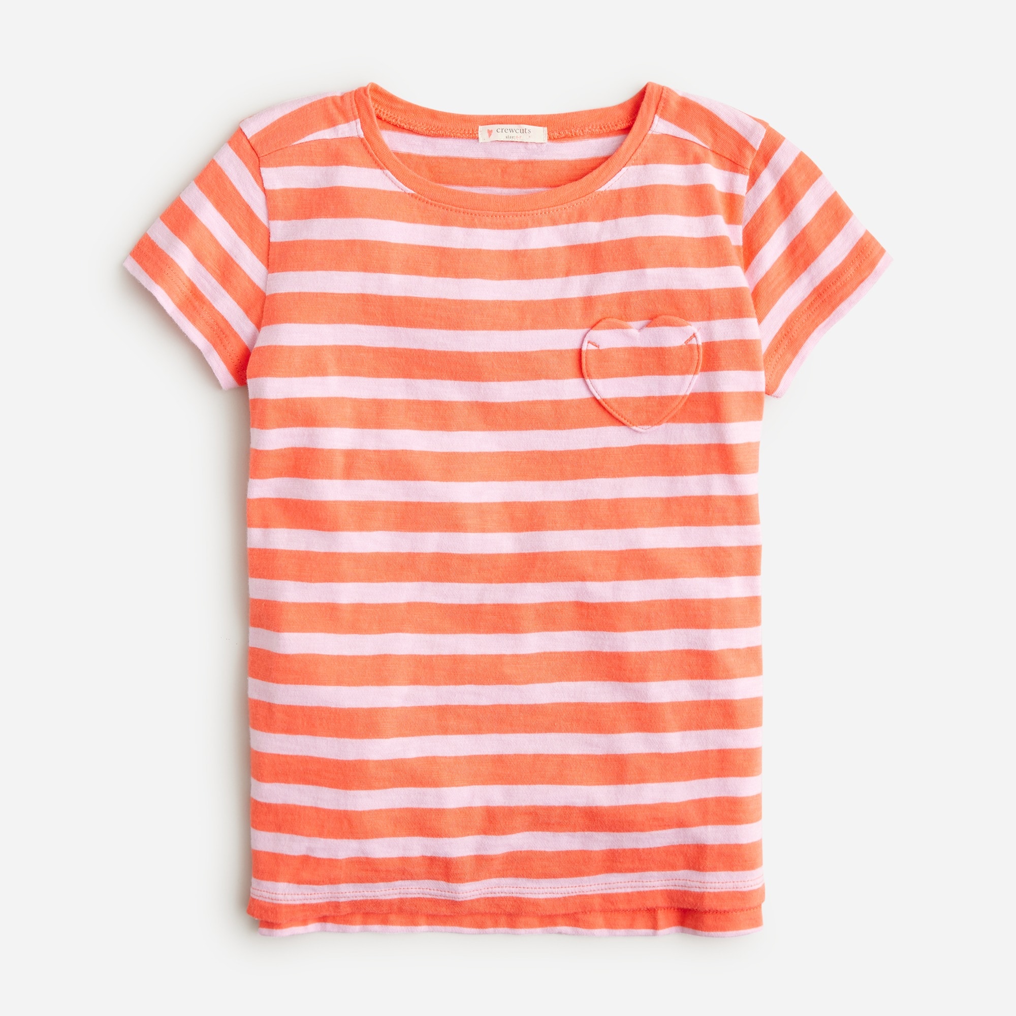 Girls' heart-pocket T-shirt in stripe