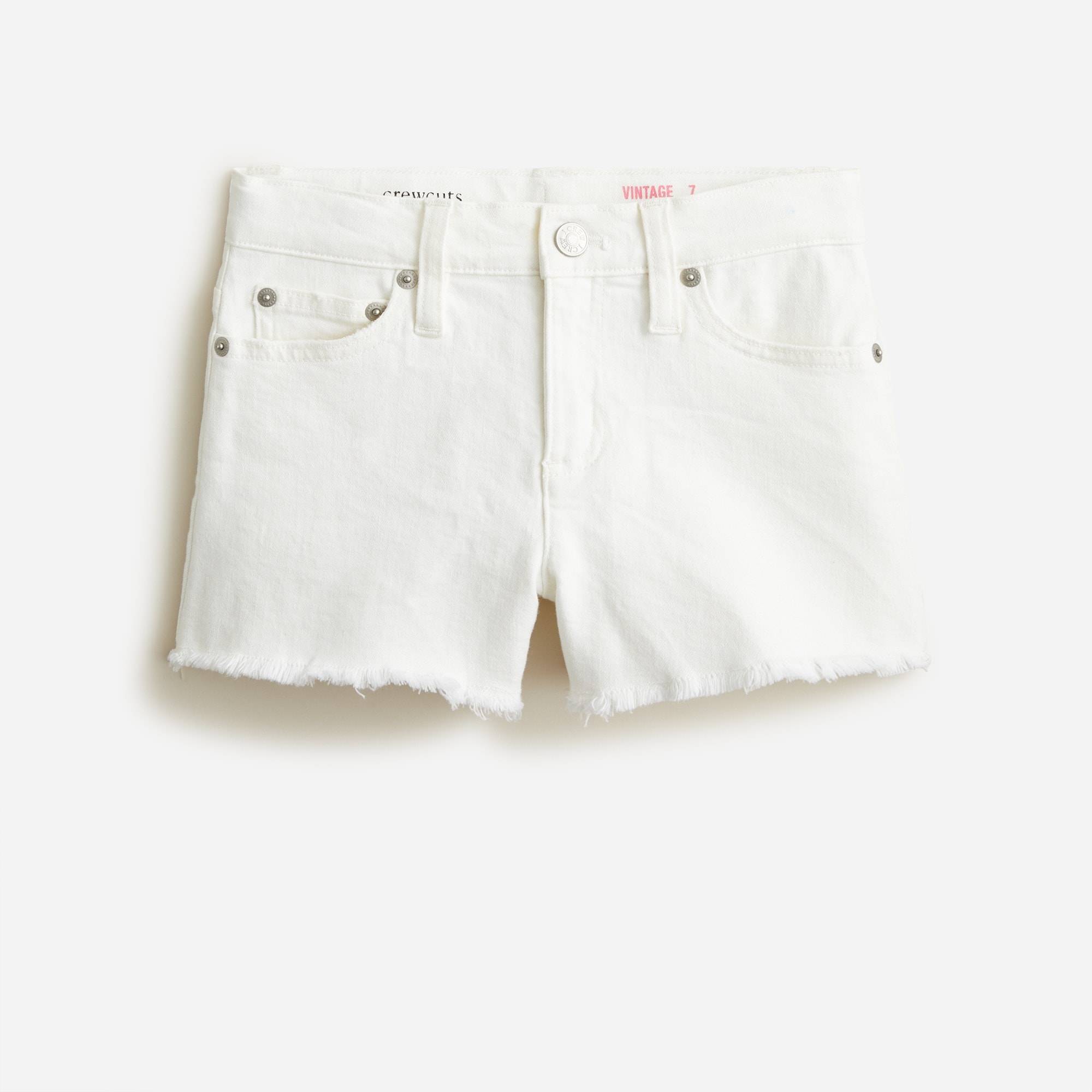 Girls' frayed-hem denim short in white