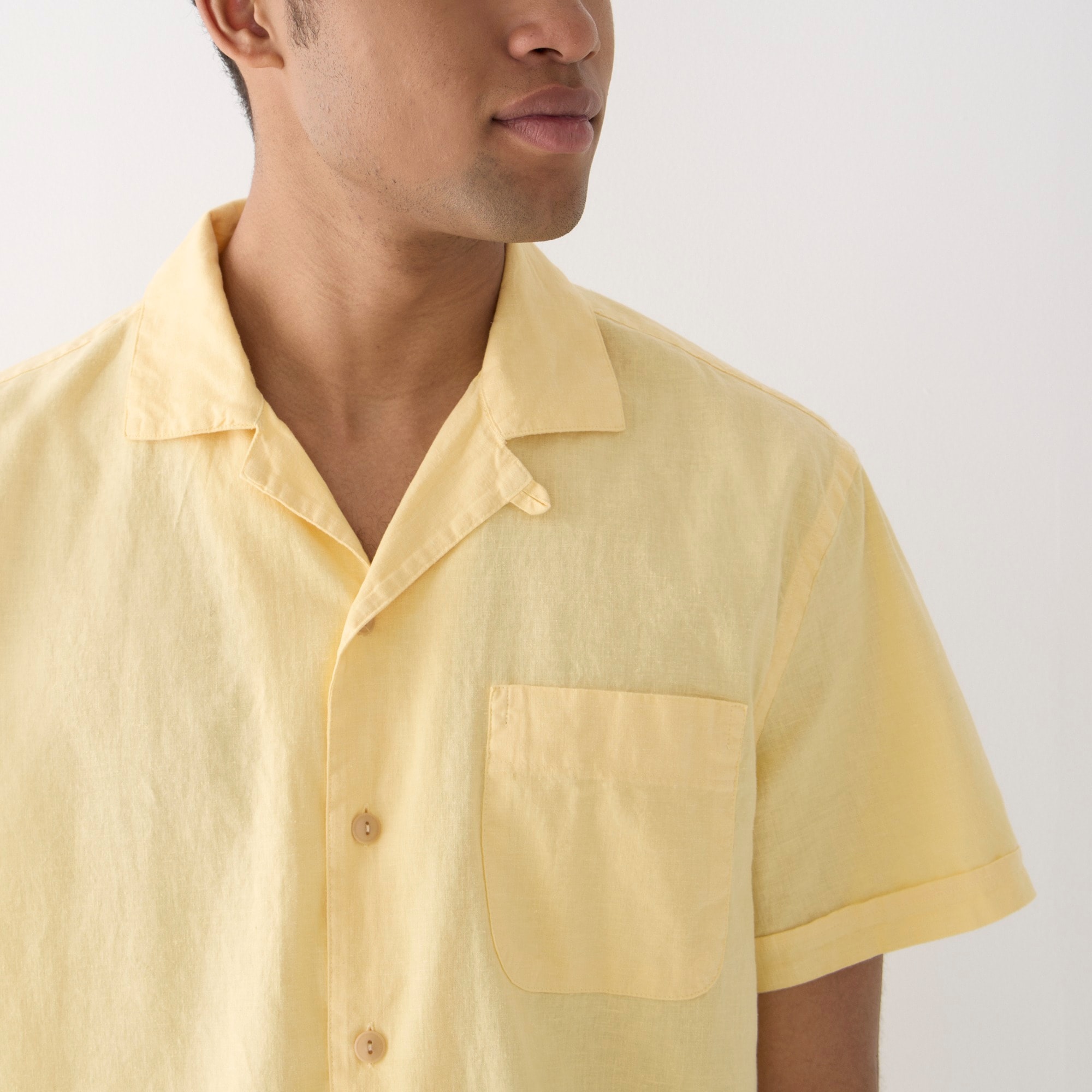 Hemp-cotton-blend camp-collar shirt