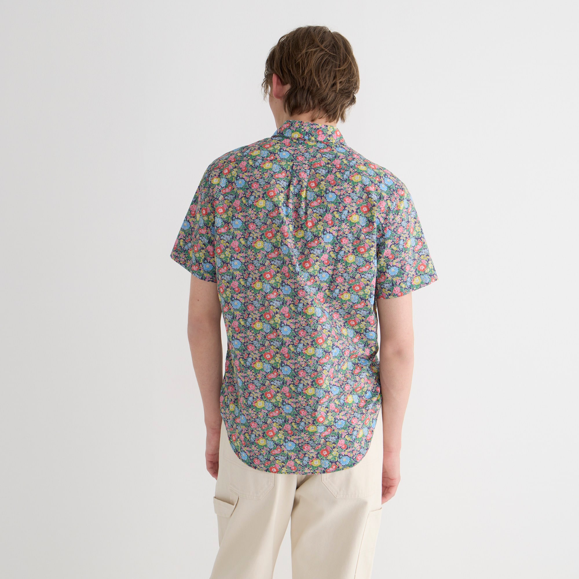 Short-sleeve point-collar shirt in Liberty® print