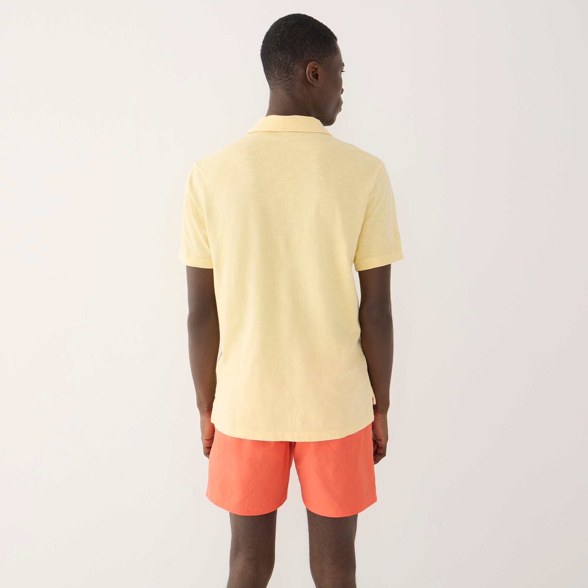 Garment-dyed slub cotton pocket polo shirt