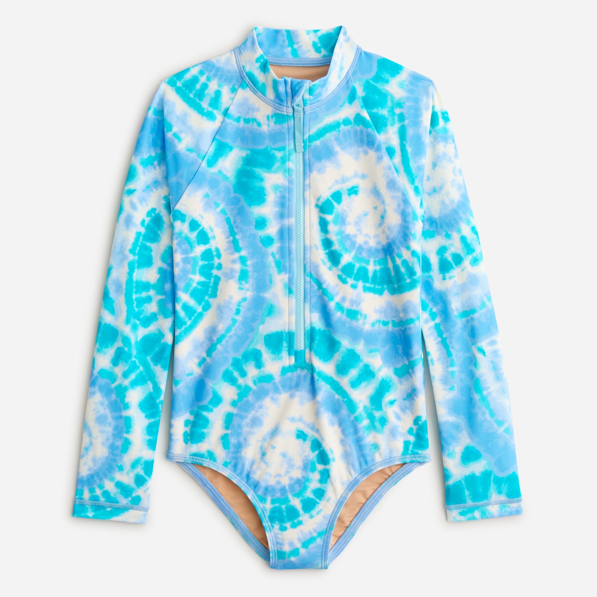 Girls' printed rash guard one-piece with UPF 50+