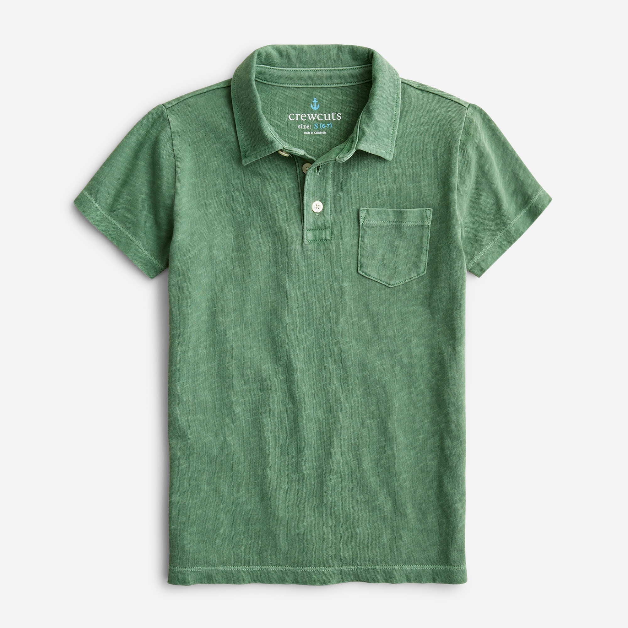 Kids' short-sleeve garment-dyed polo shirt
