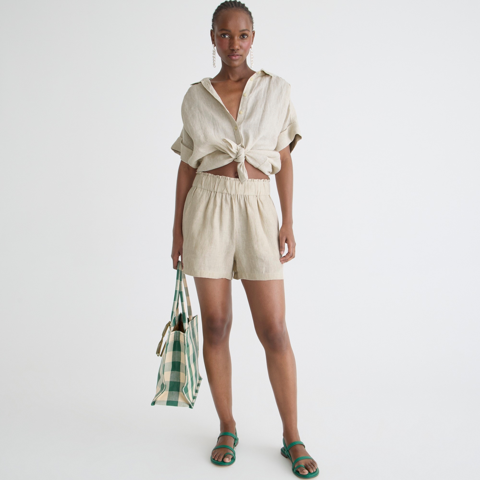 Pull-on linen short