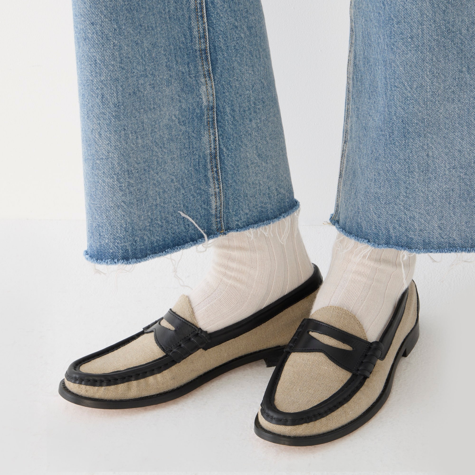 Winona penny loafers in Italian linen