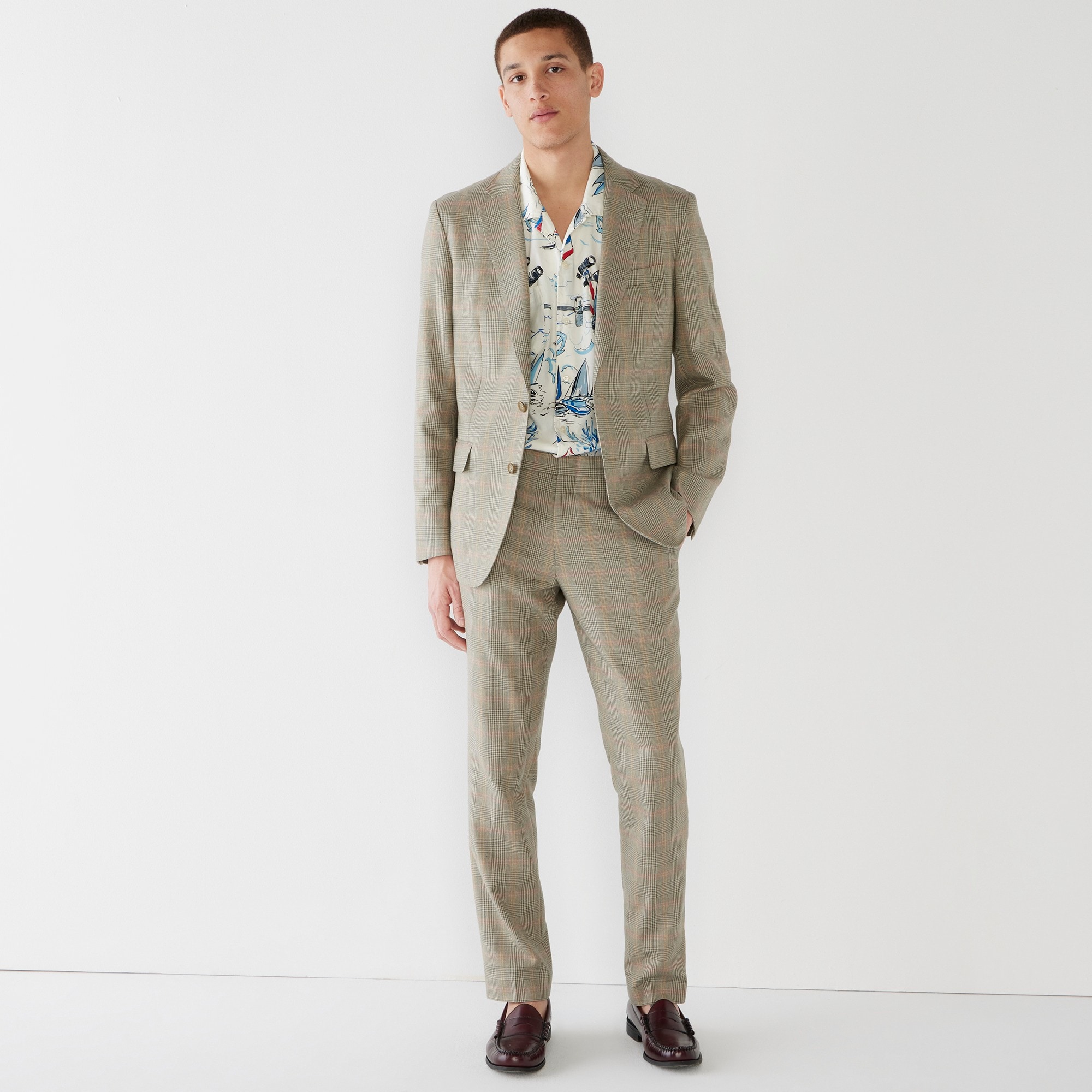 Ludlow Slim-fit suit jacket in English cotton-wool