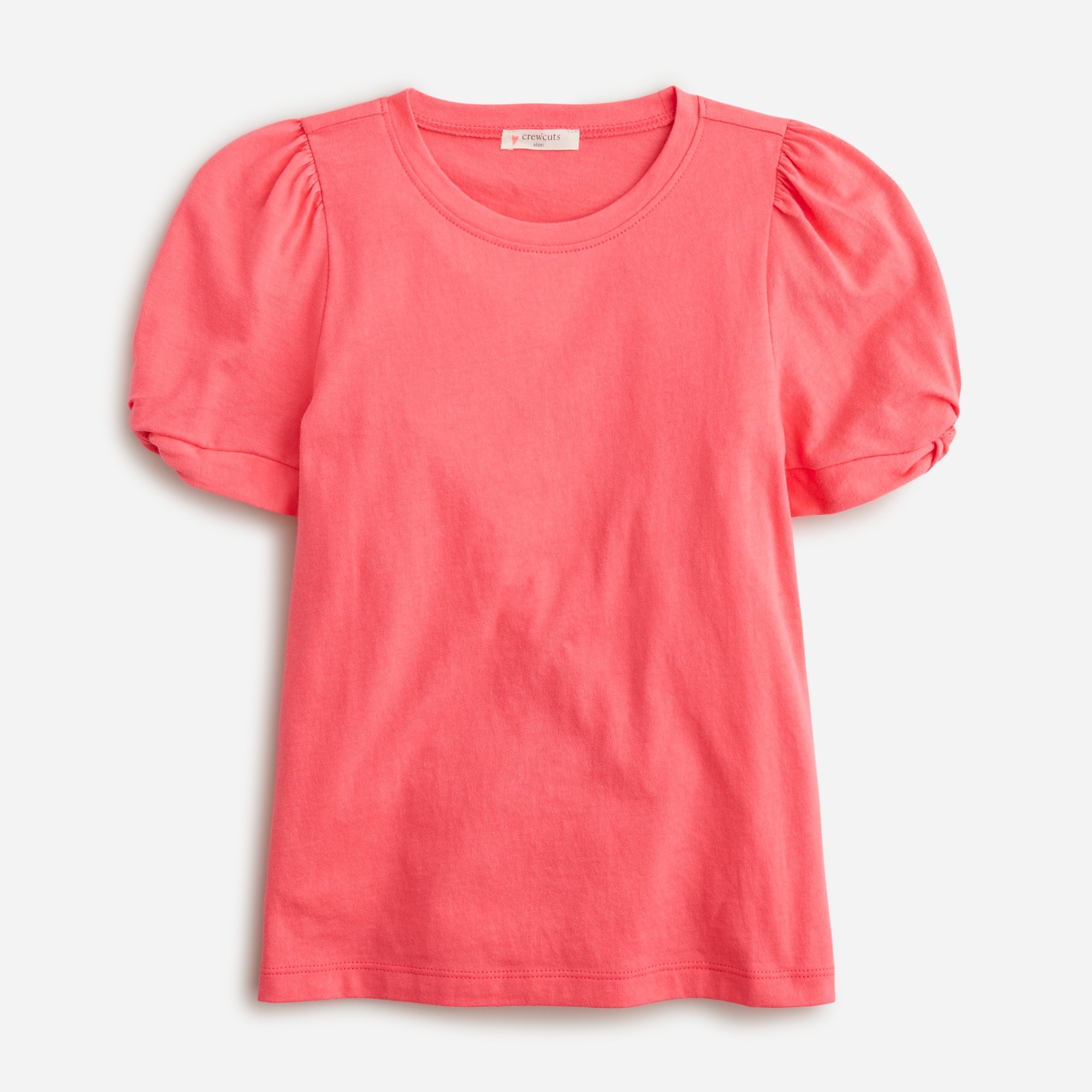 Girls' puff-sleeve T-shirt in broken-in jersey