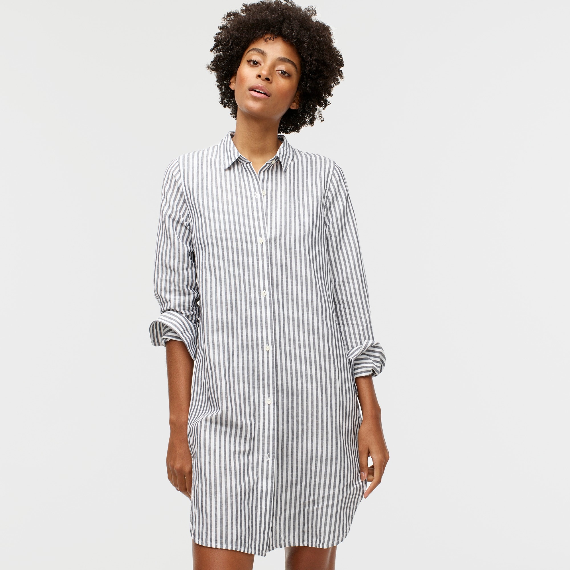 Linen-cotton beach shirt in stripe