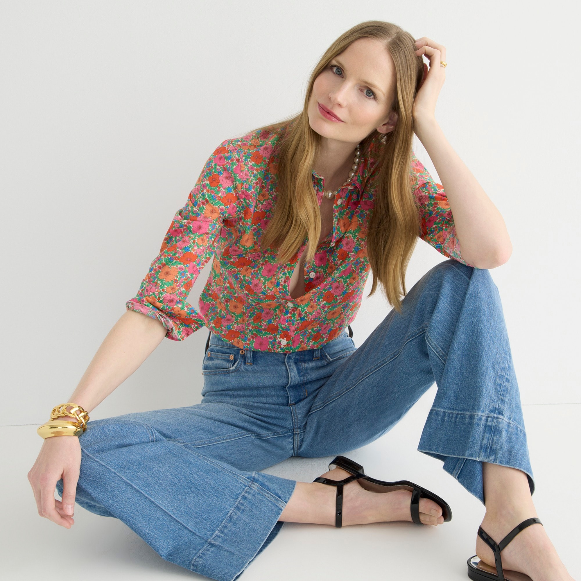 Slim-fit shirt in Liberty® Meadow Song fabric