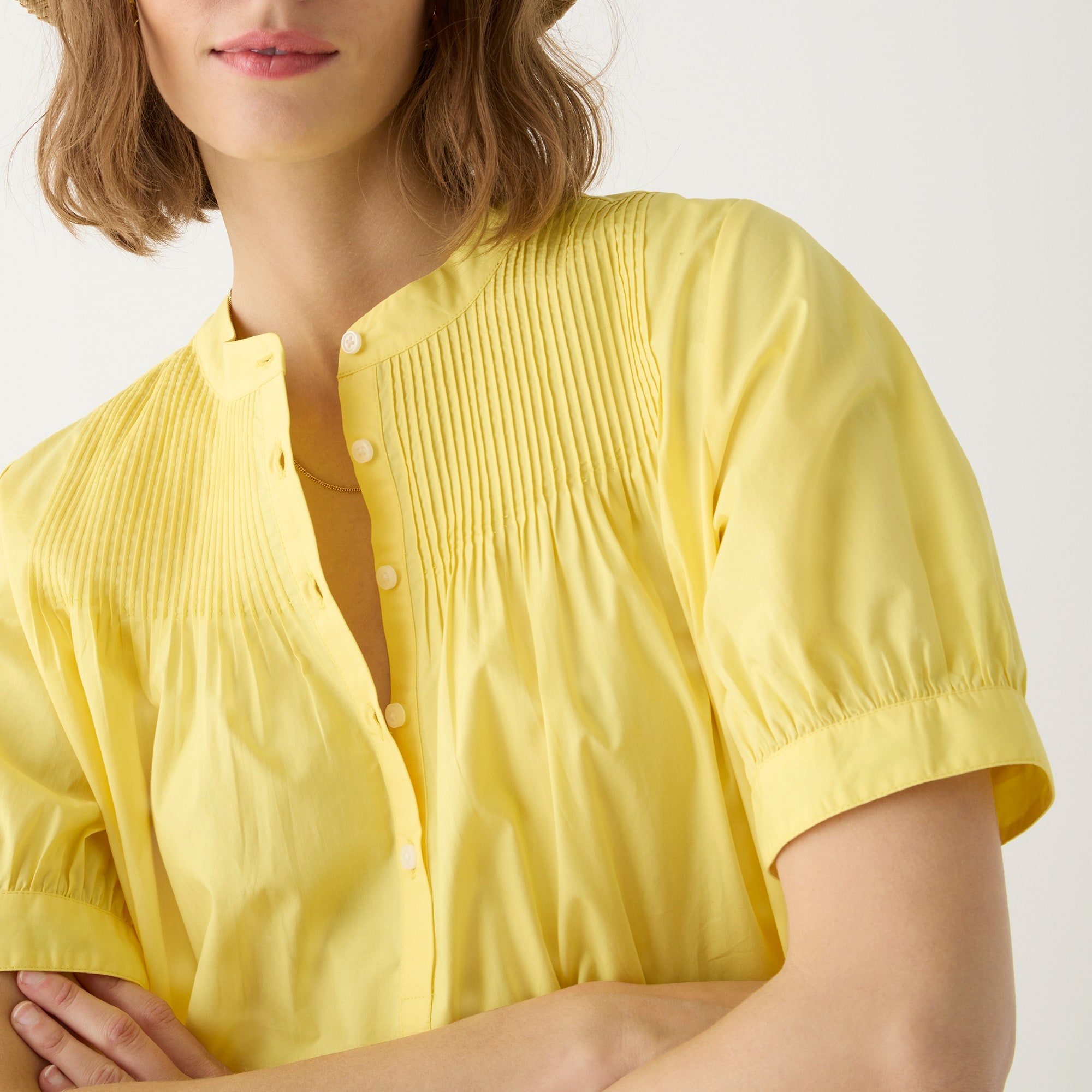Short-sleeve mini shirtdress in cotton poplin