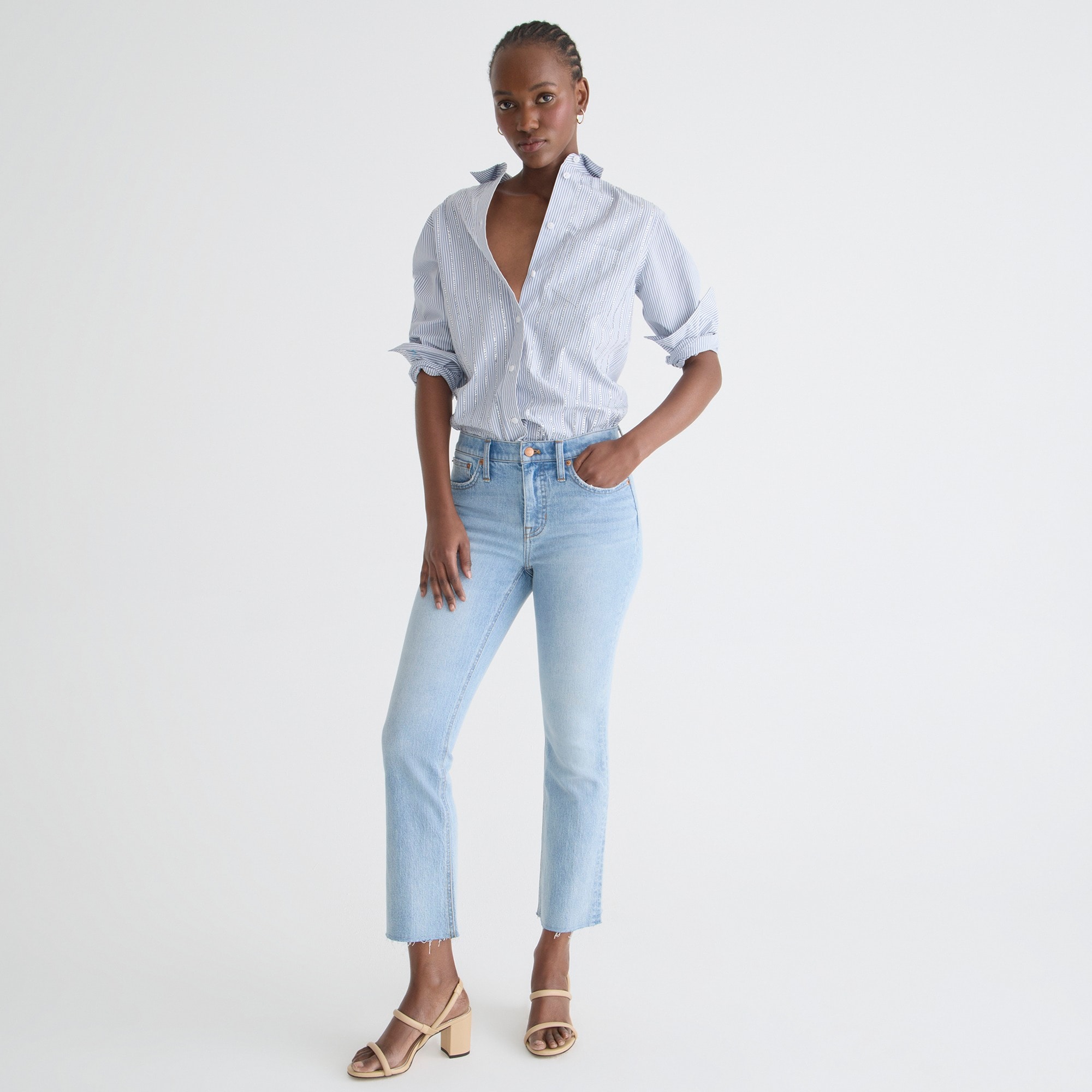 9" demi-boot crop jean in Catina wash