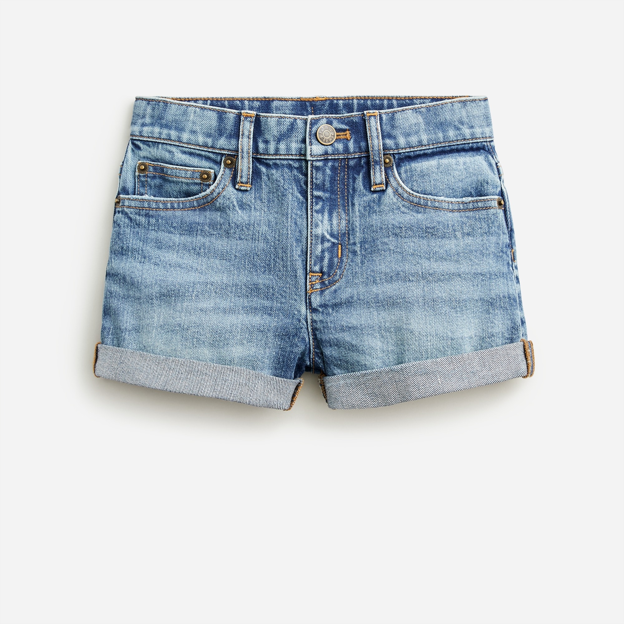 Girls' cuffed denim short in island wash