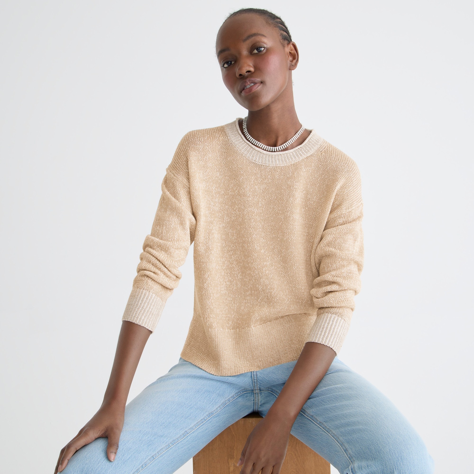 Relaxed cotton-linen blend beach sweater
