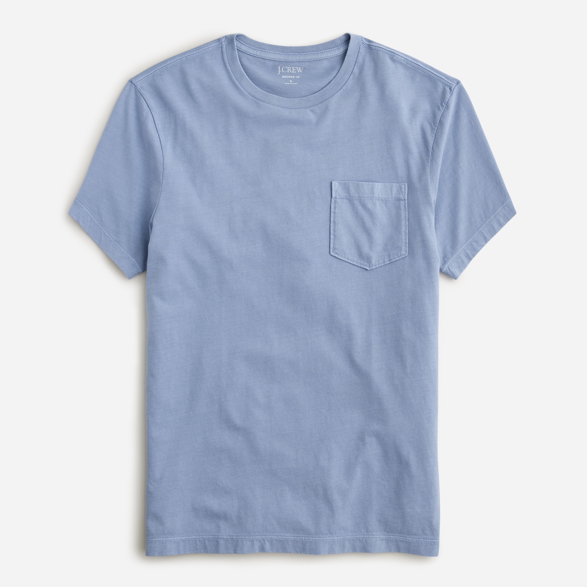 Broken-in short-sleeve pocket T-shirt