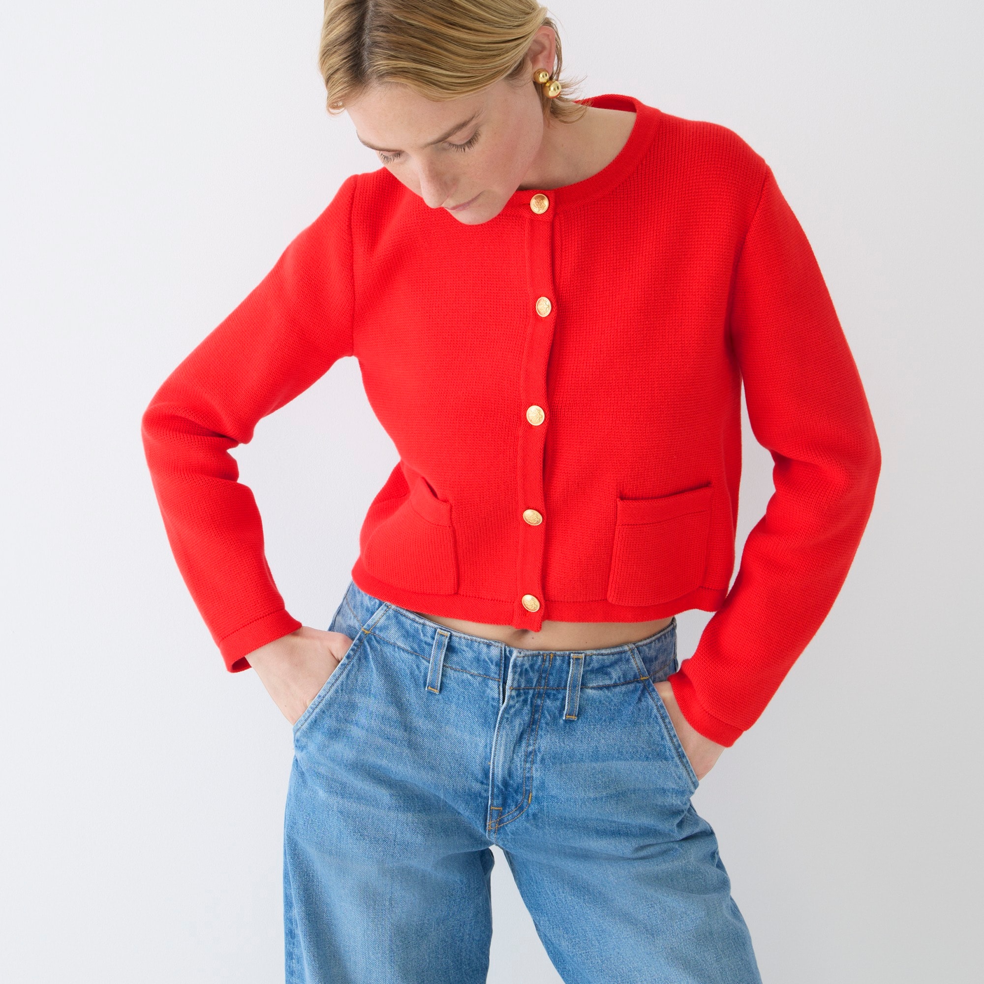 Emilie patch-pocket sweater lady jacket