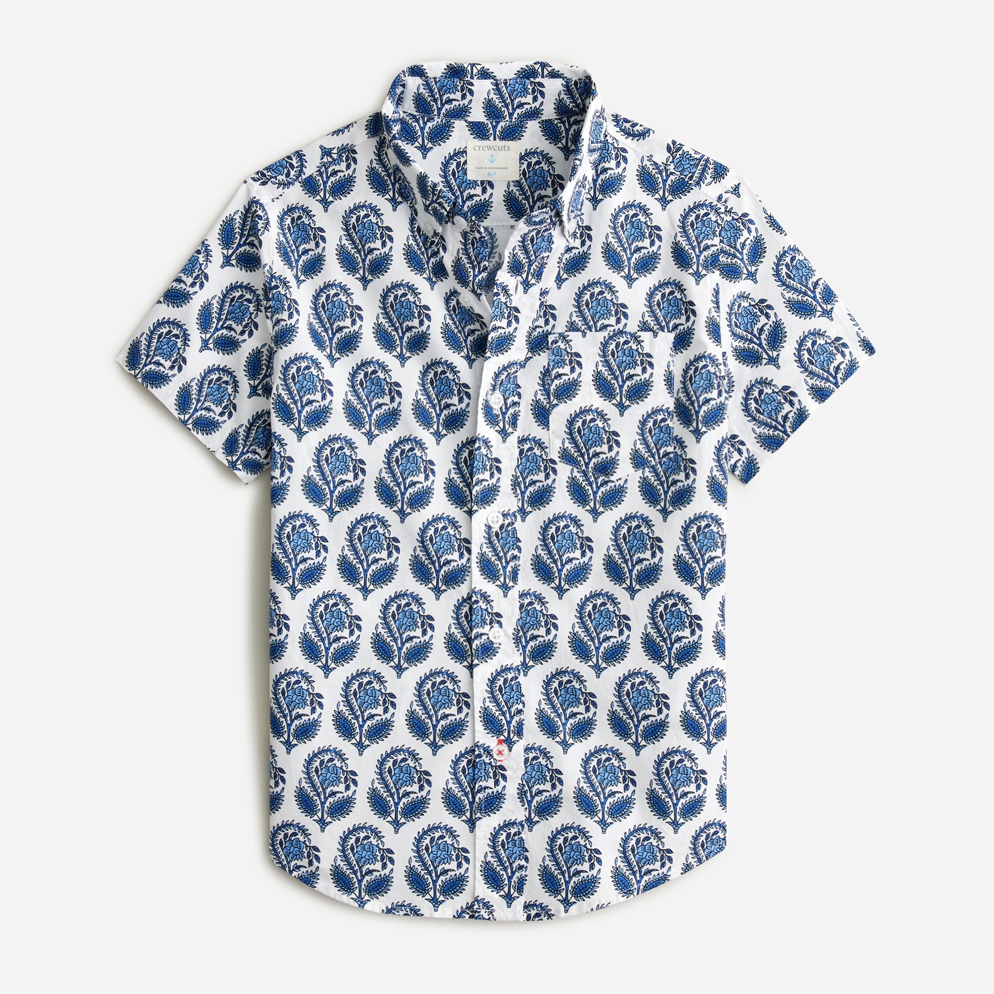Boys' short-sleeve button-down in gingham