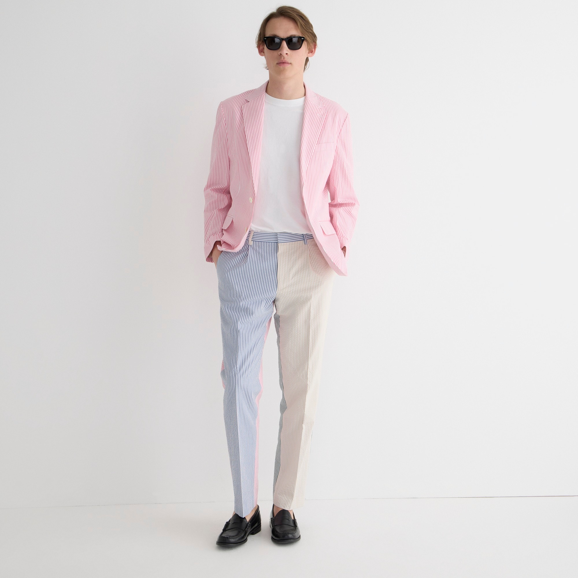 Crosby Classic-fit unstructured suit jacket in seersucker