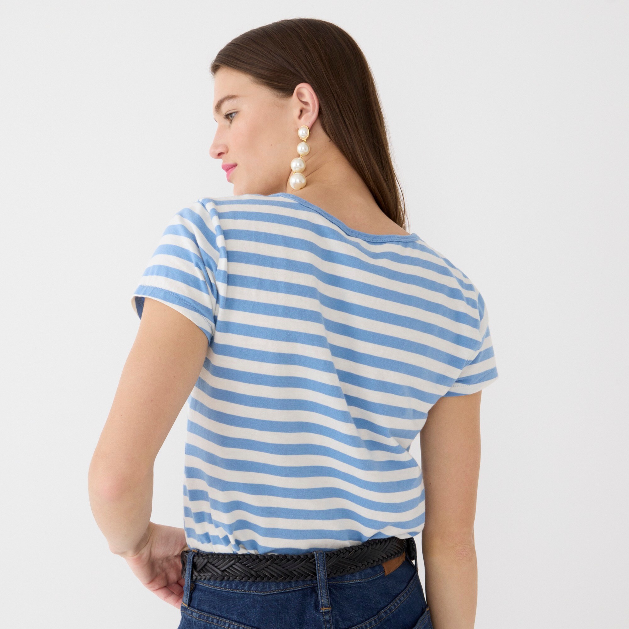 Slim-fit organic slub cotton T-shirt in stripe