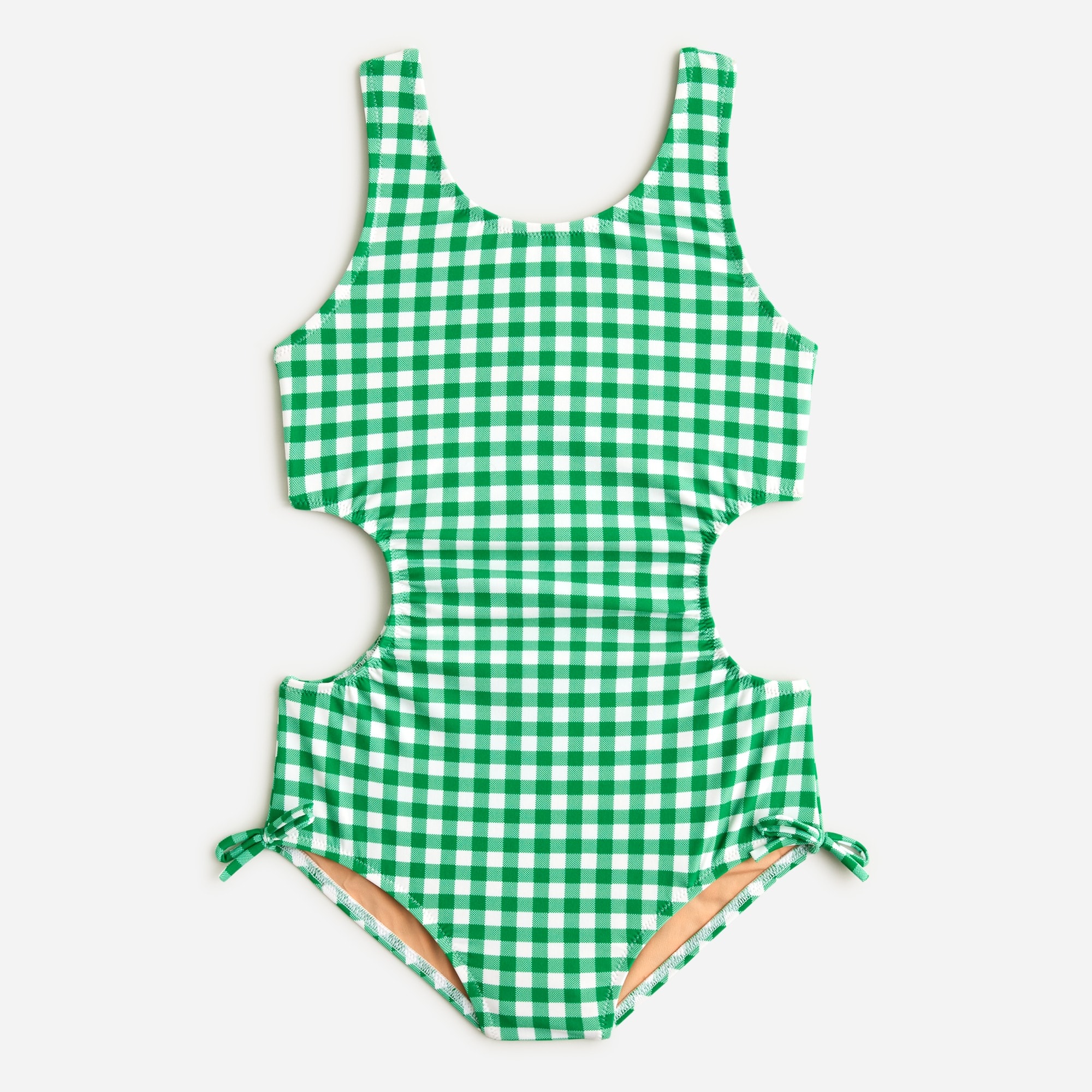 Girls' cutout one-piece swimsuit with UPF 50+