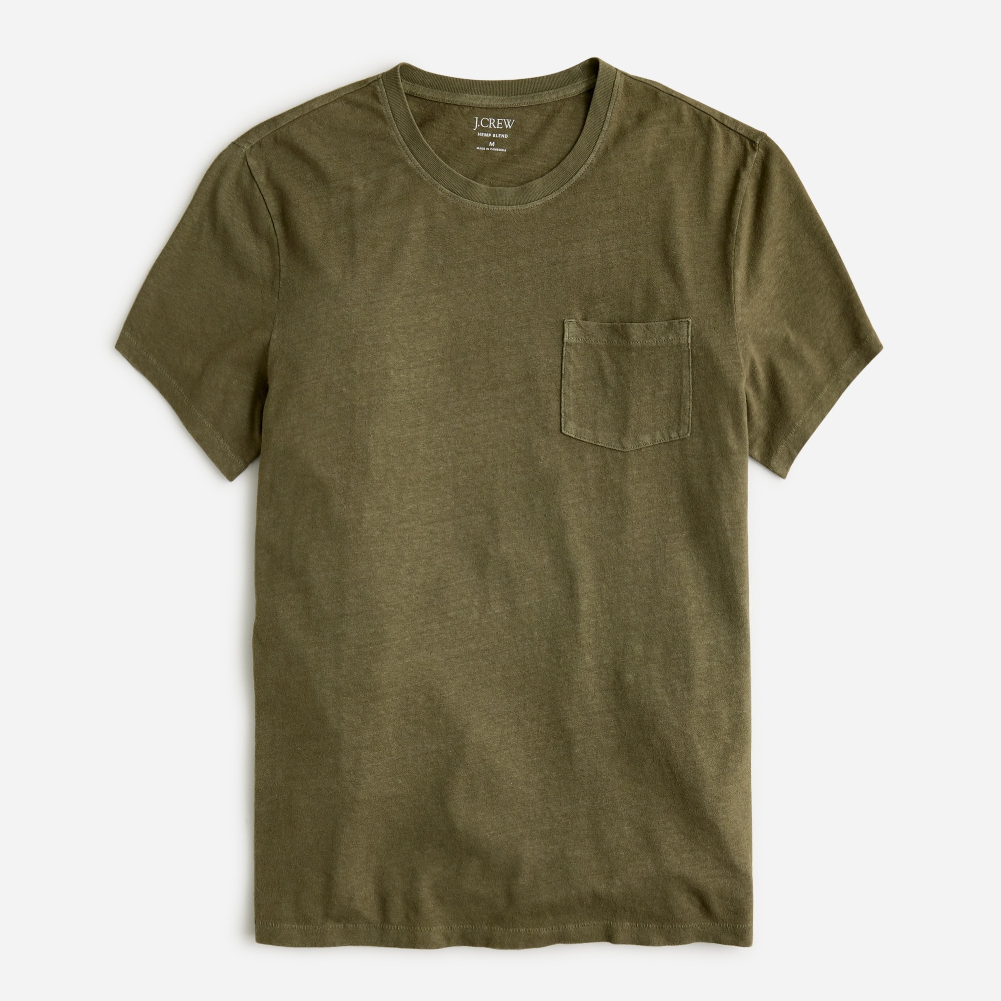 Hemp-organic cotton-blend pocket T-shirt