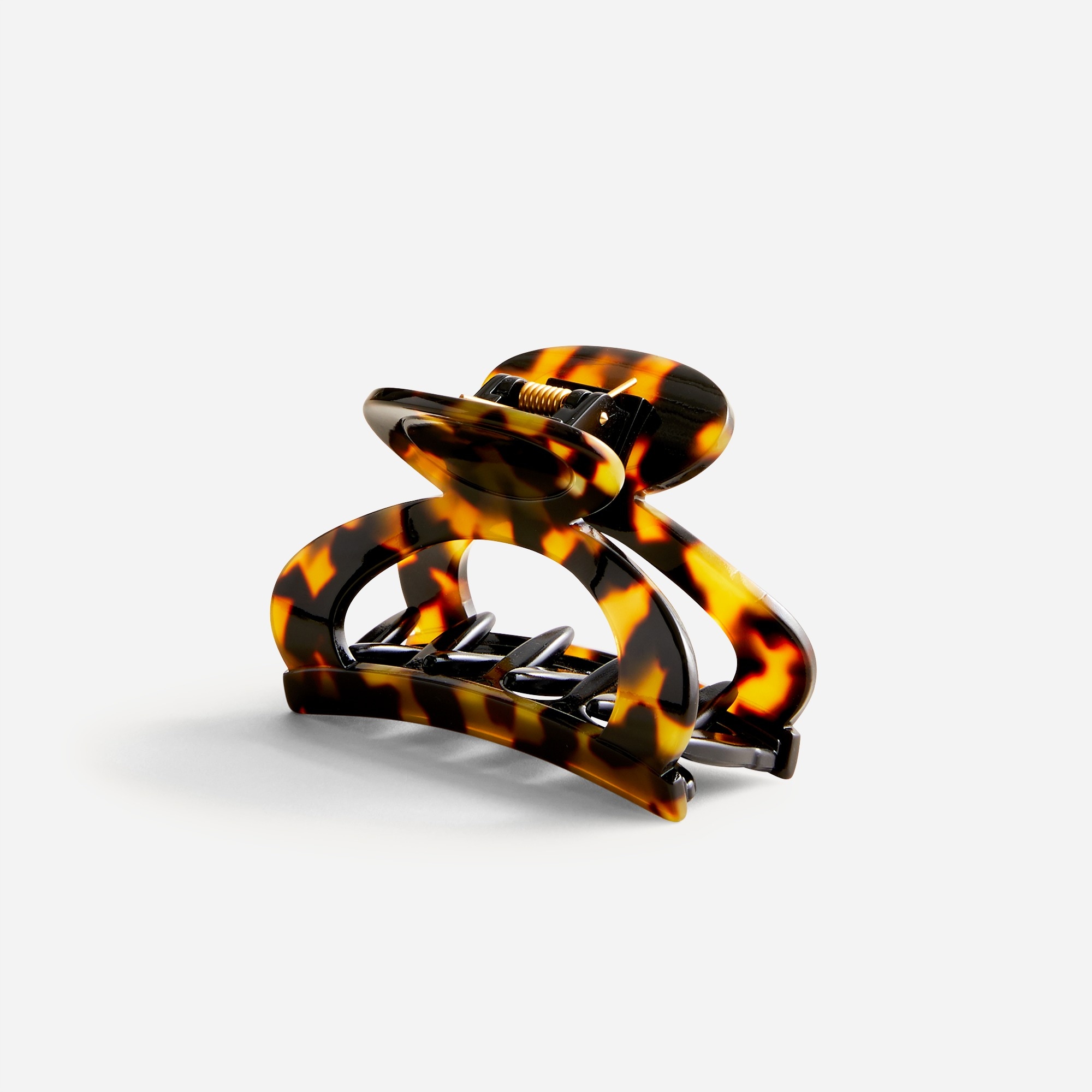 Rounded open-sided hair clip in Italian tortoise