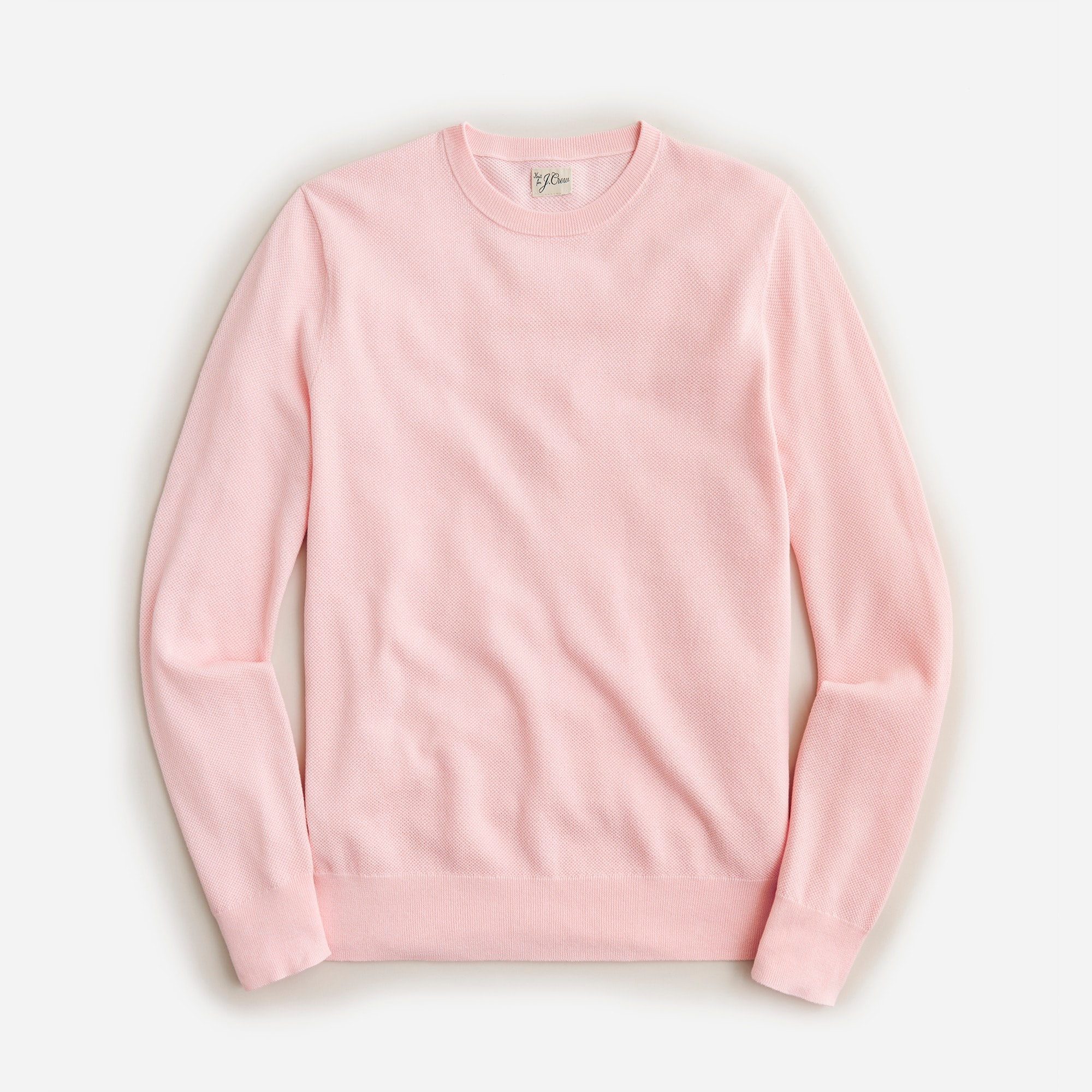 Cotton piqué-stitch crewneck sweater