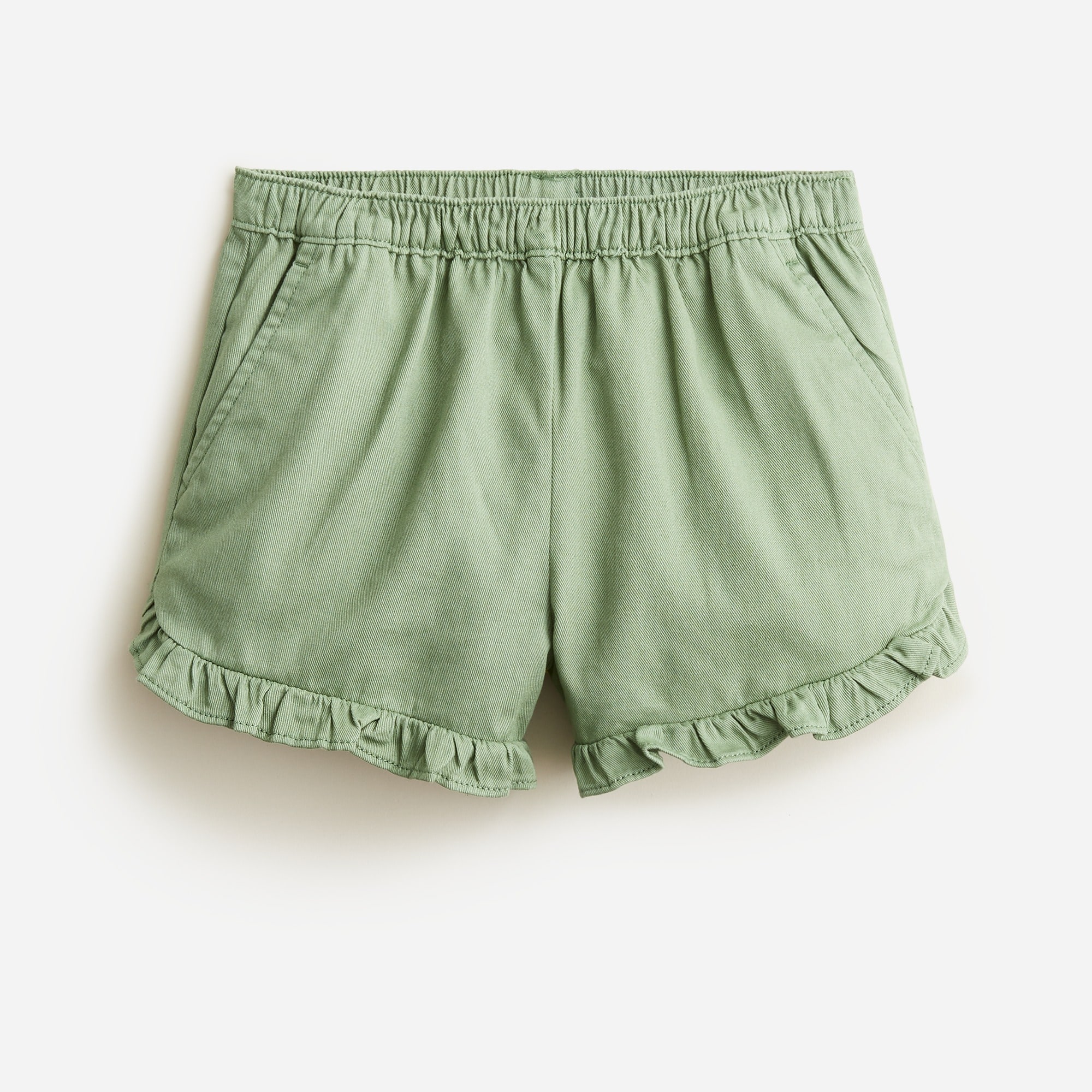Girls' ruffle pull-on short in soft chino