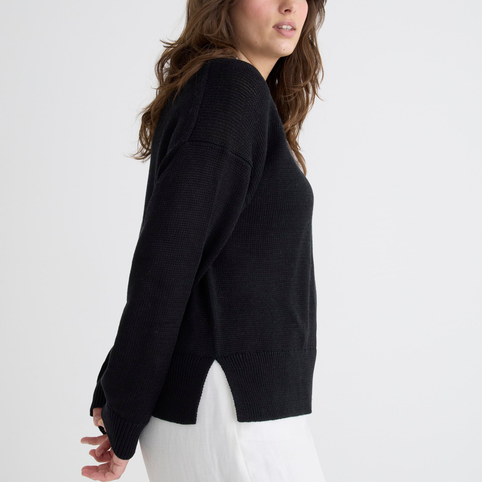 Relaxed cotton-linen blend beach sweater