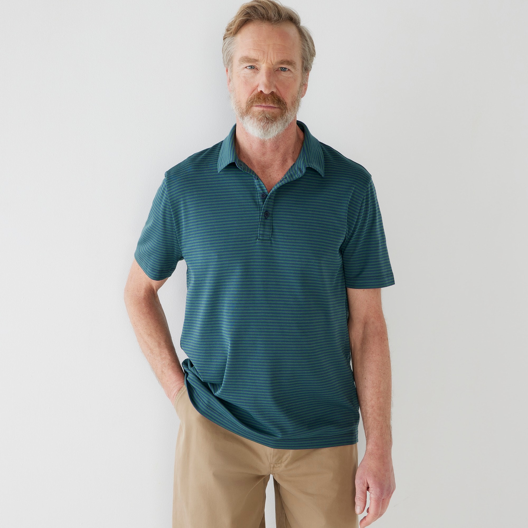 Performance polo shirt with COOLMAX® in stripe