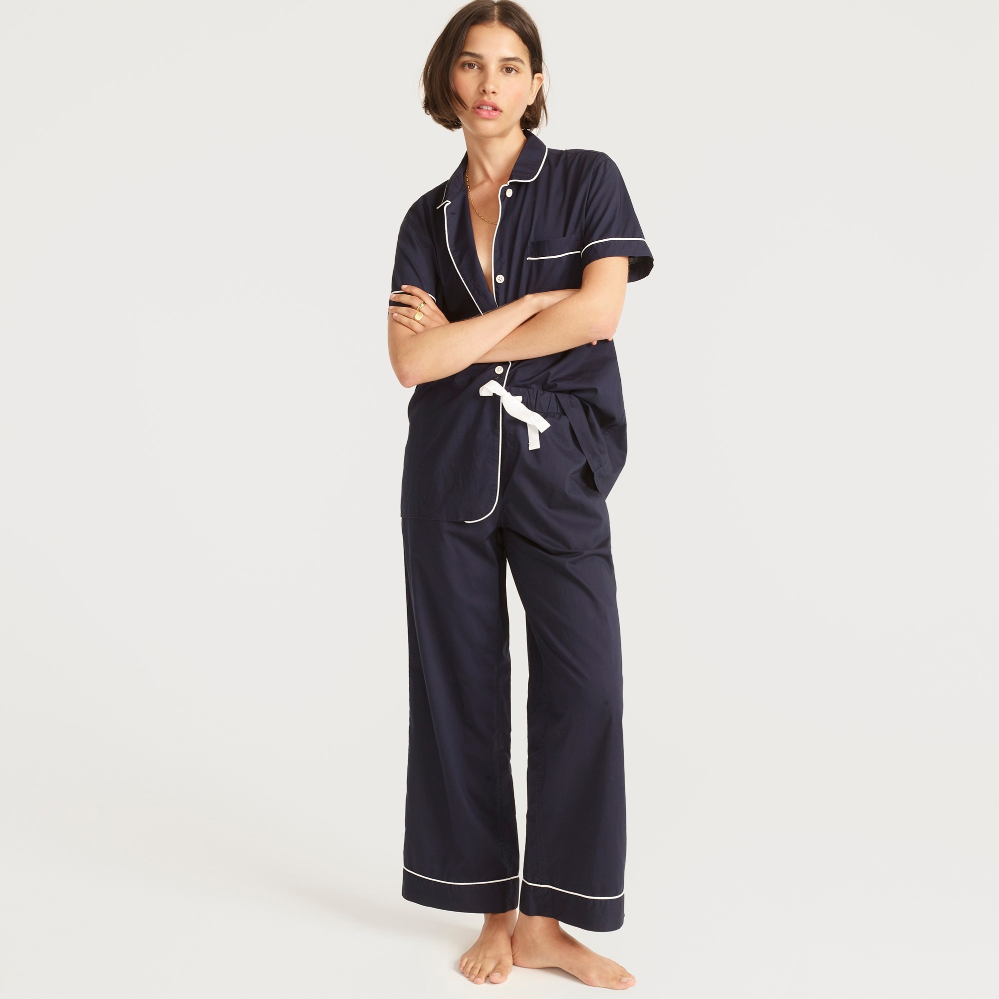 End-on-end cotton short-sleeve pajama set