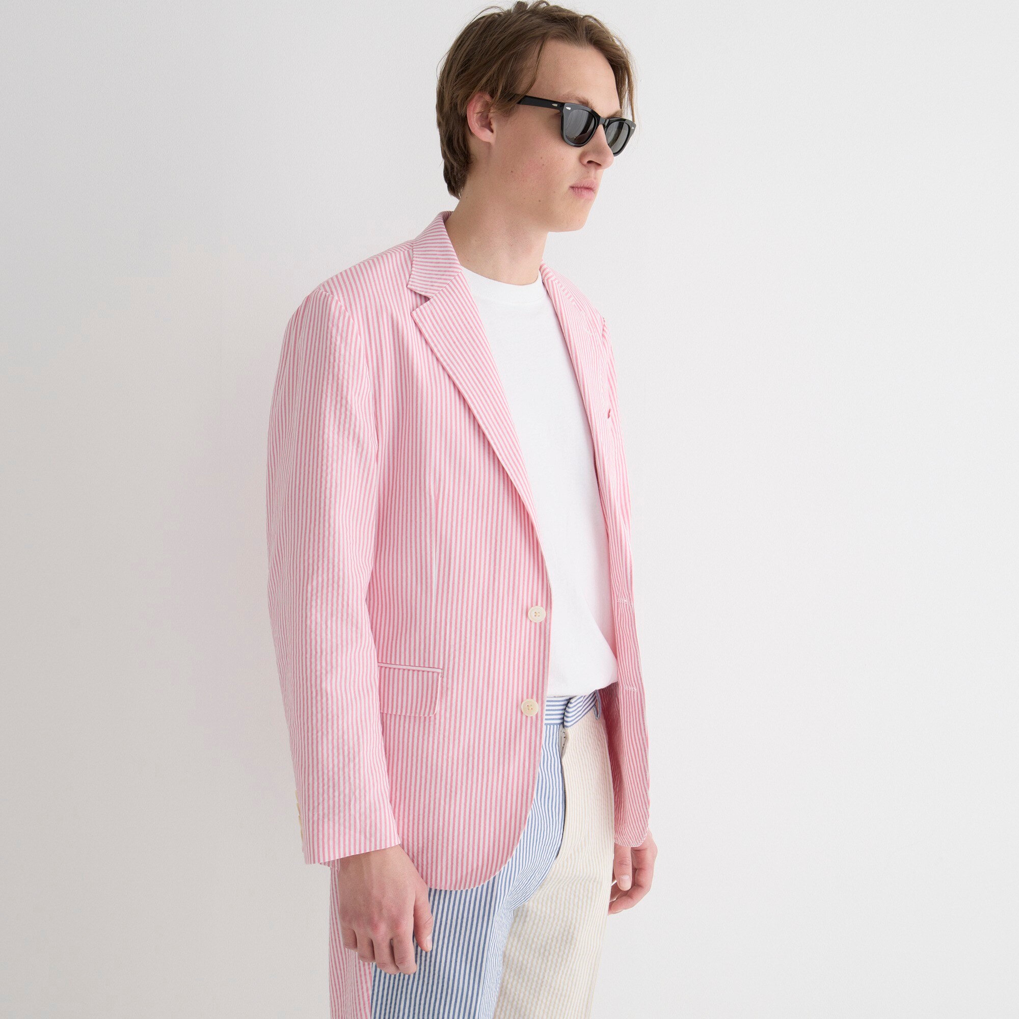 Crosby Classic-fit unstructured suit jacket in seersucker