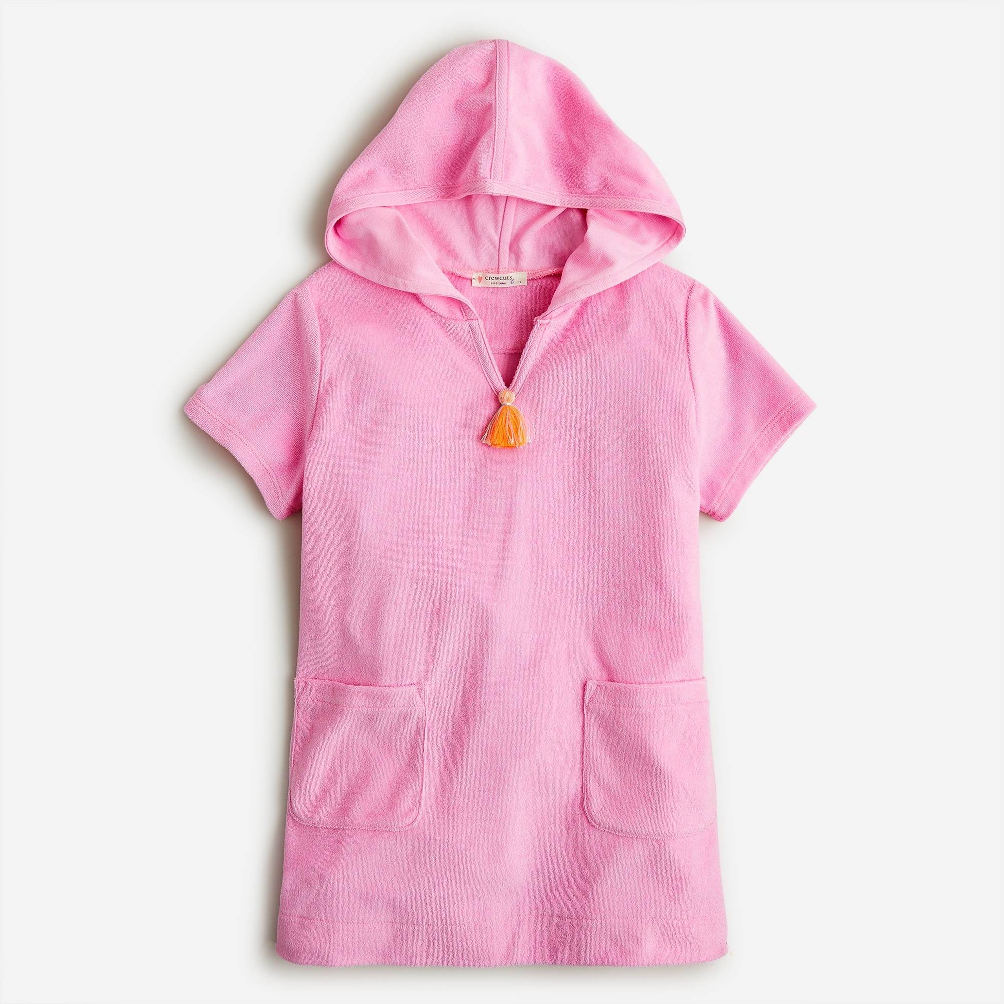 Girls' hooded tunic in towel terry