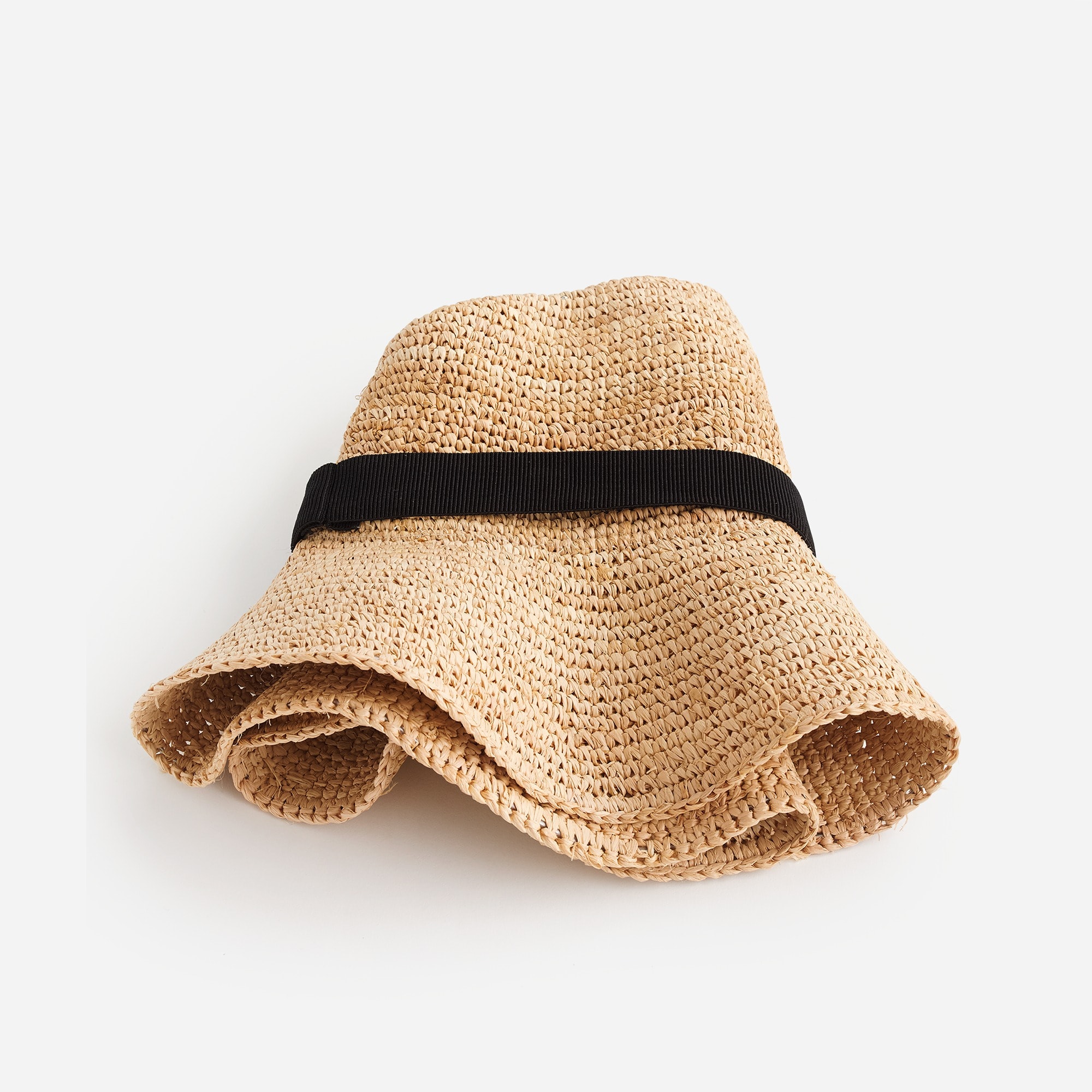 Wide-brim packable straw hat