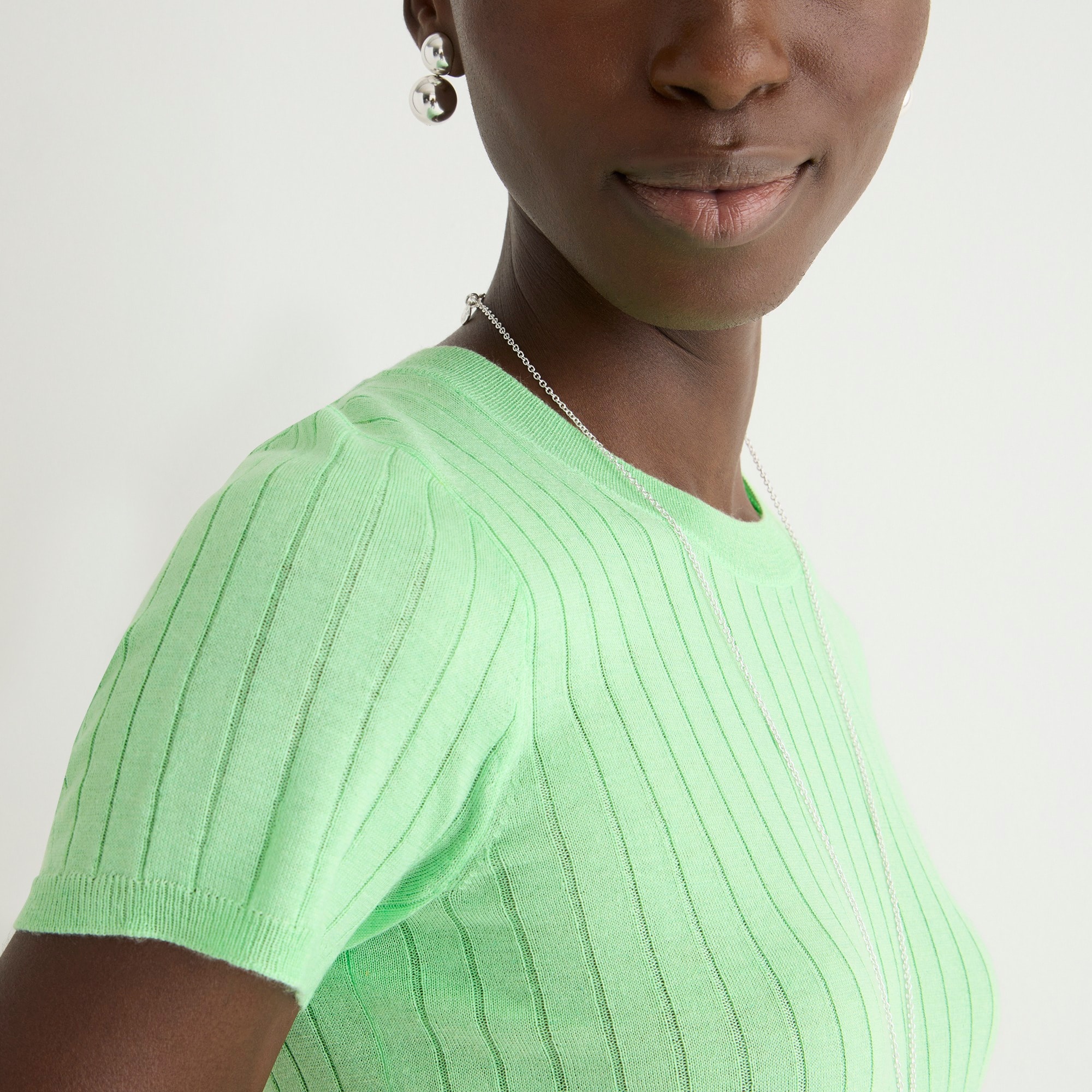 Silk-cashmere blend cropped T-shirt