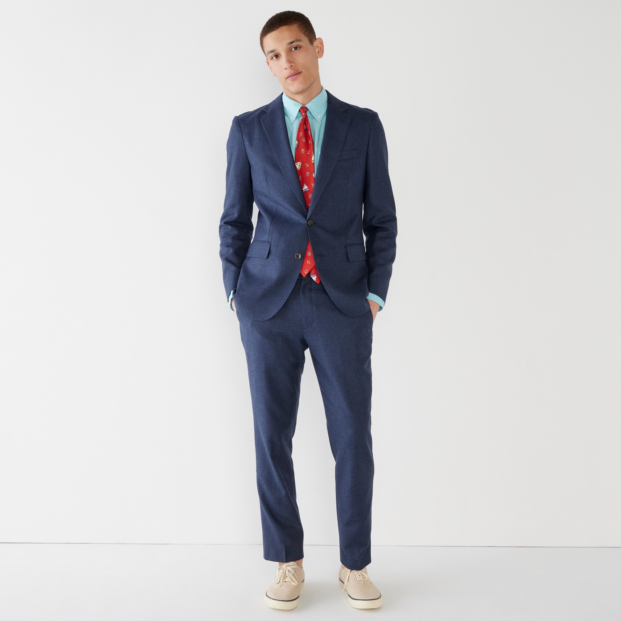 Ludlow Slim-fit suit jacket in English cotton-wool