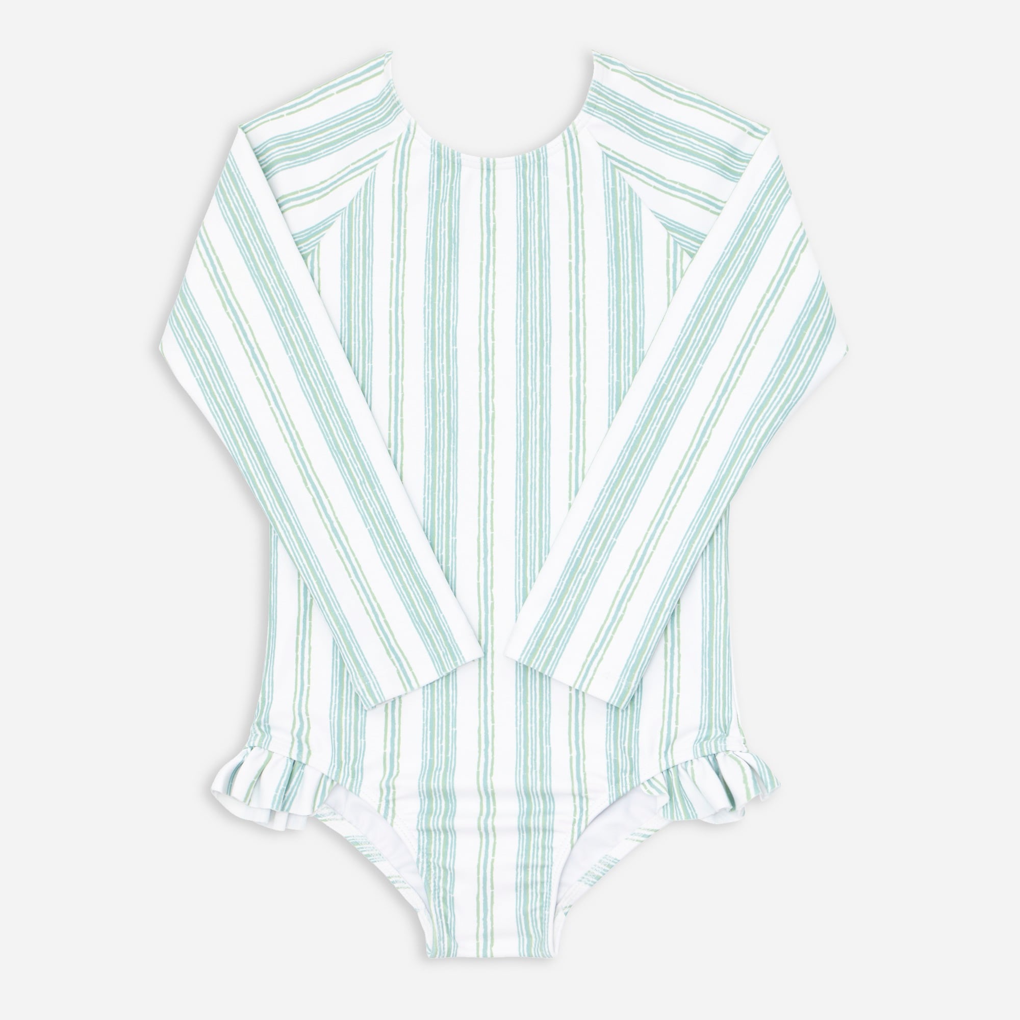 Girls' minnow striped rash guard one-piece
