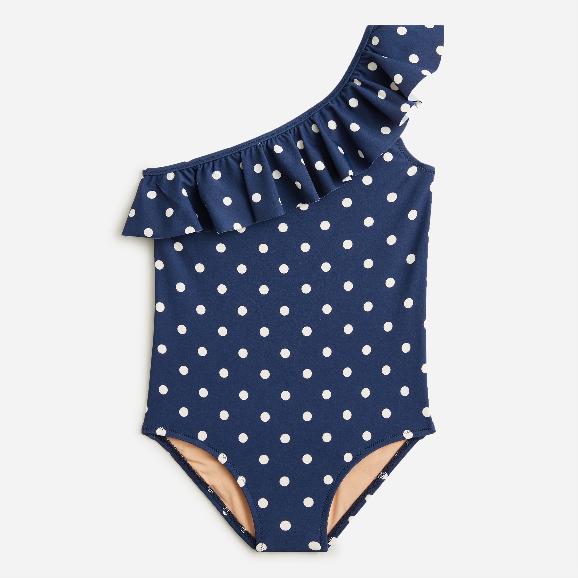 Girls' one-shoulder one-piece swimsuit with UPF 50+