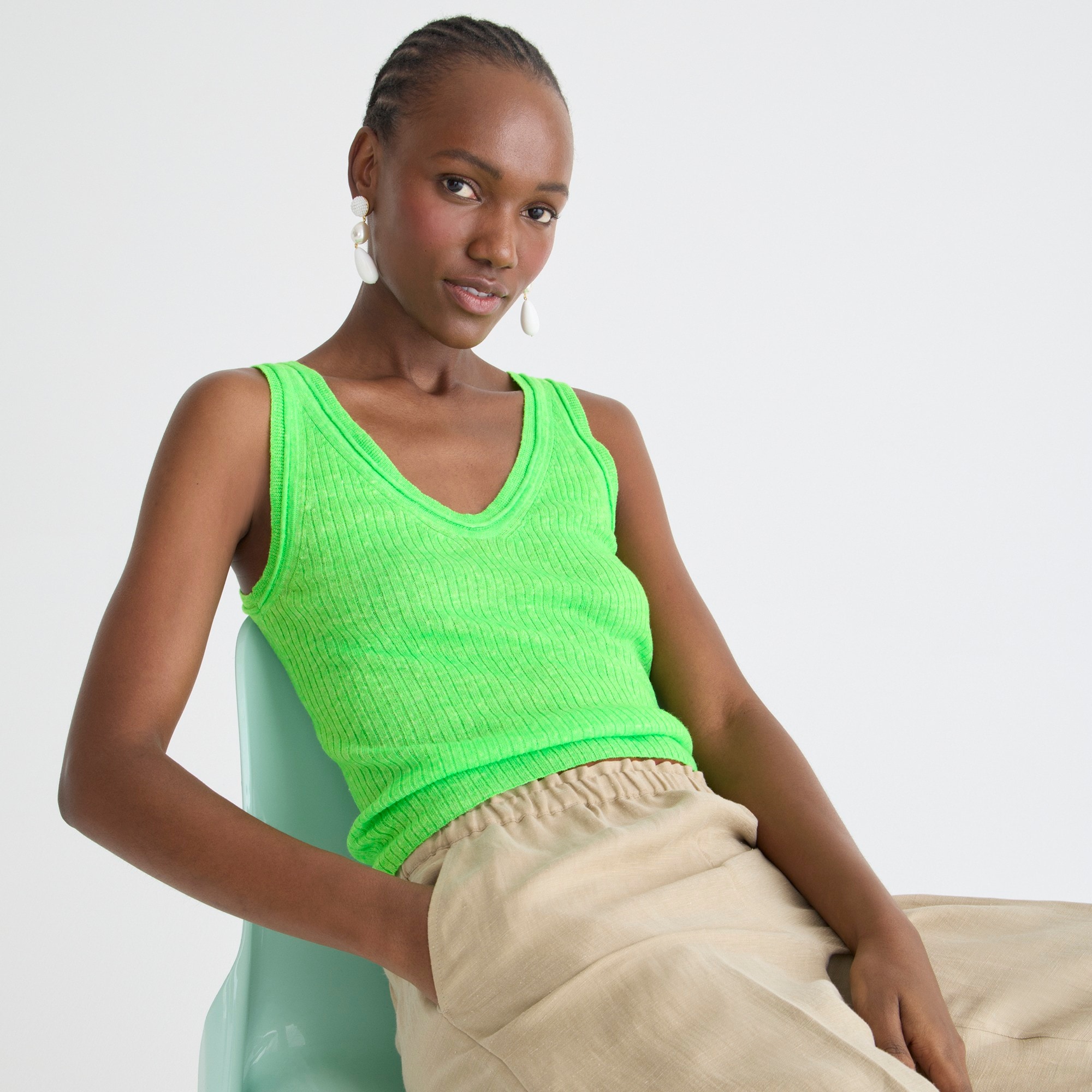 Merino-linen blend sweater-tank
