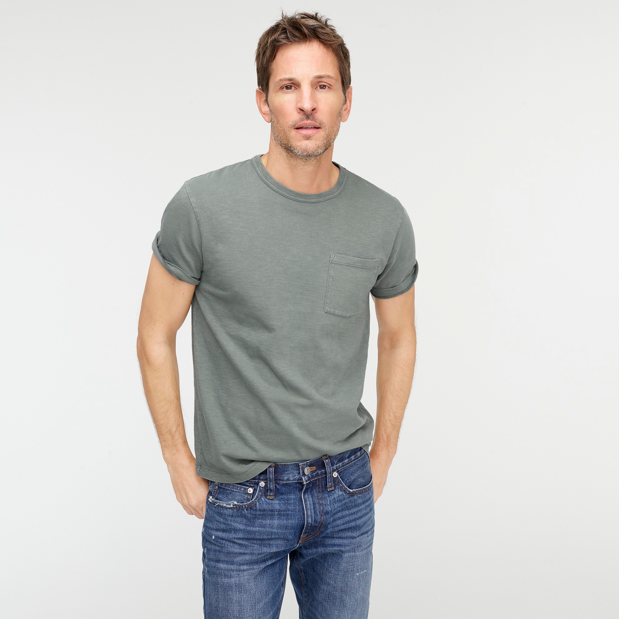 Garment-dyed slub cotton crewneck T-shirt