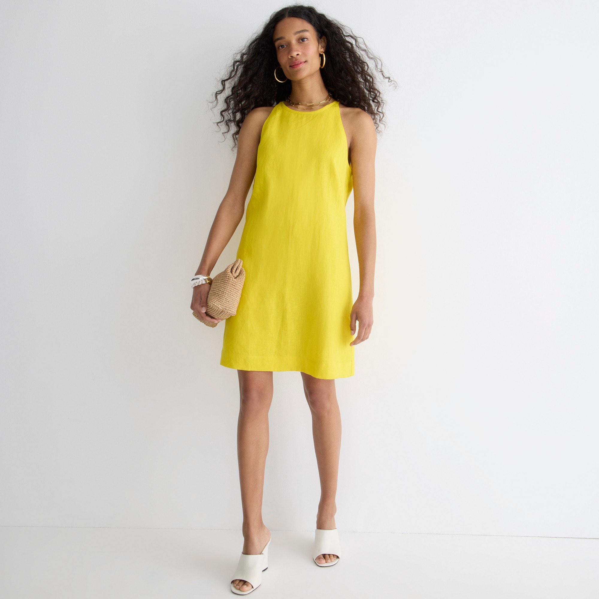 Maxine high-neck shift dress in linen