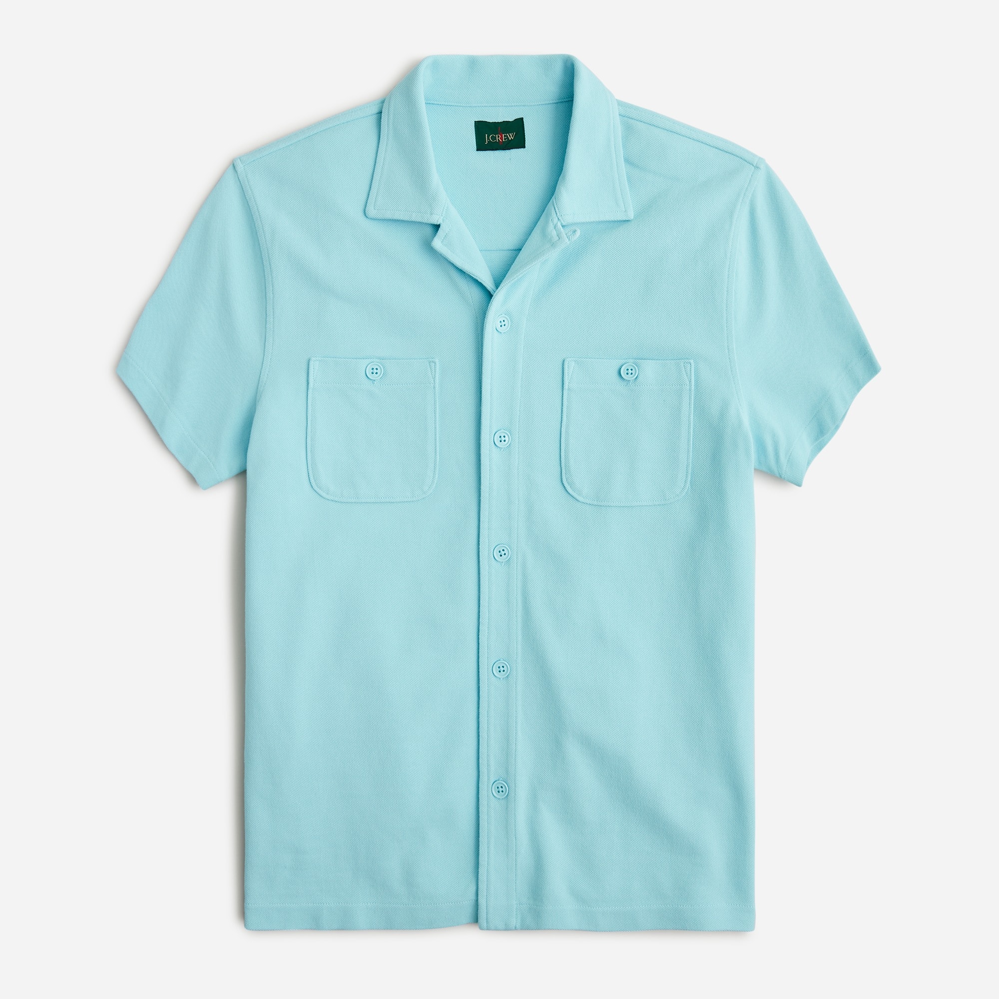 Piqué camp-collar shirt