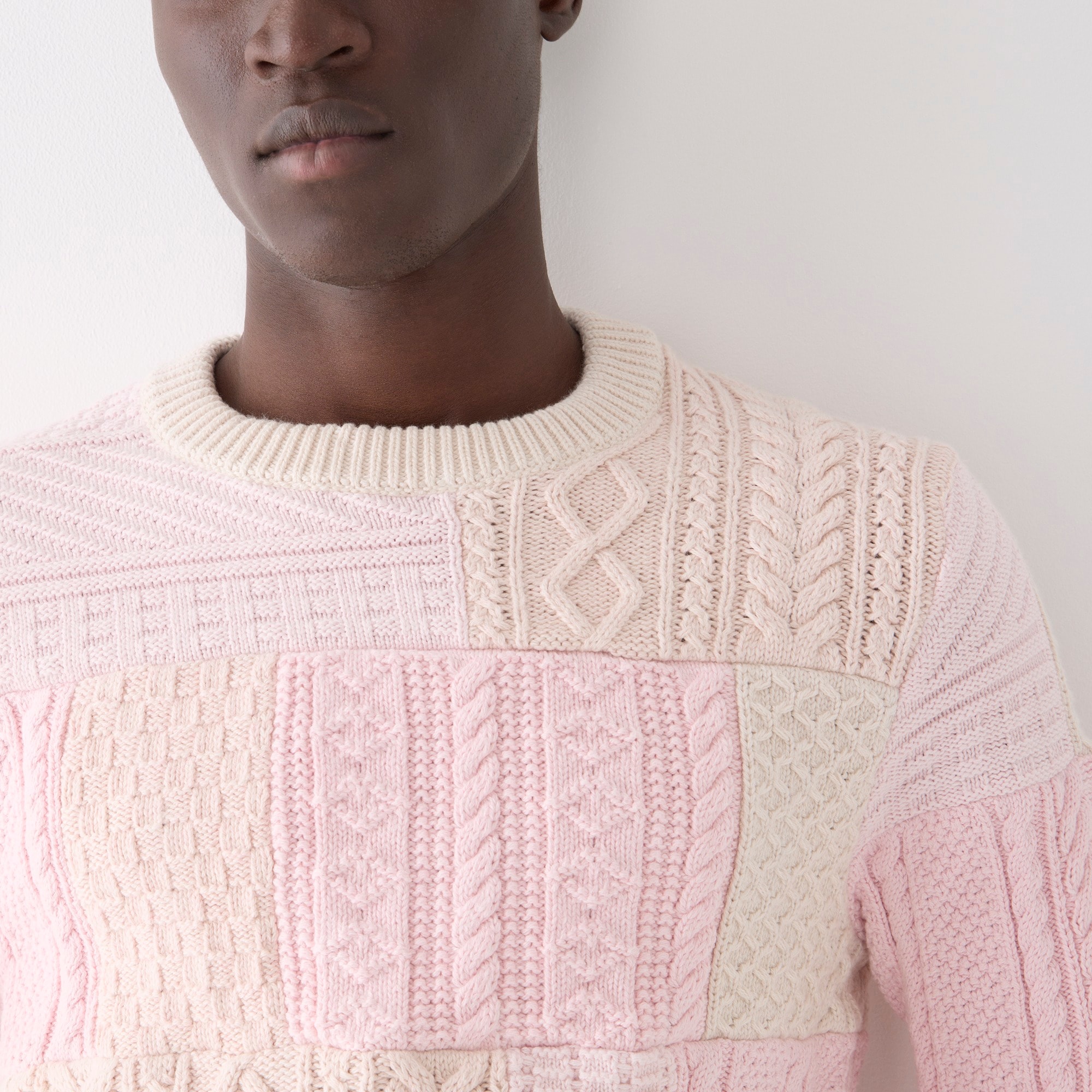 Heritage cotton cable-knit sweater in patchwork