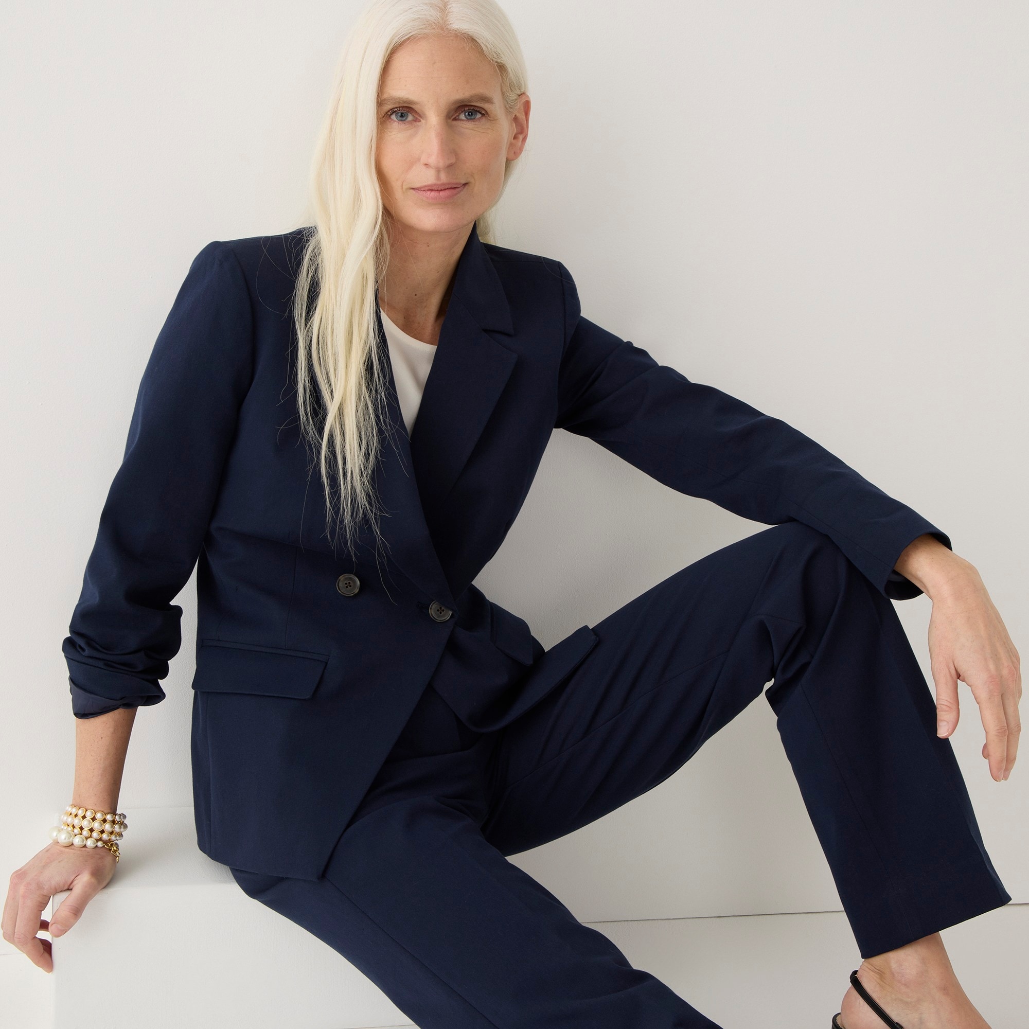 Devon blazer in bi-stretch cotton blend