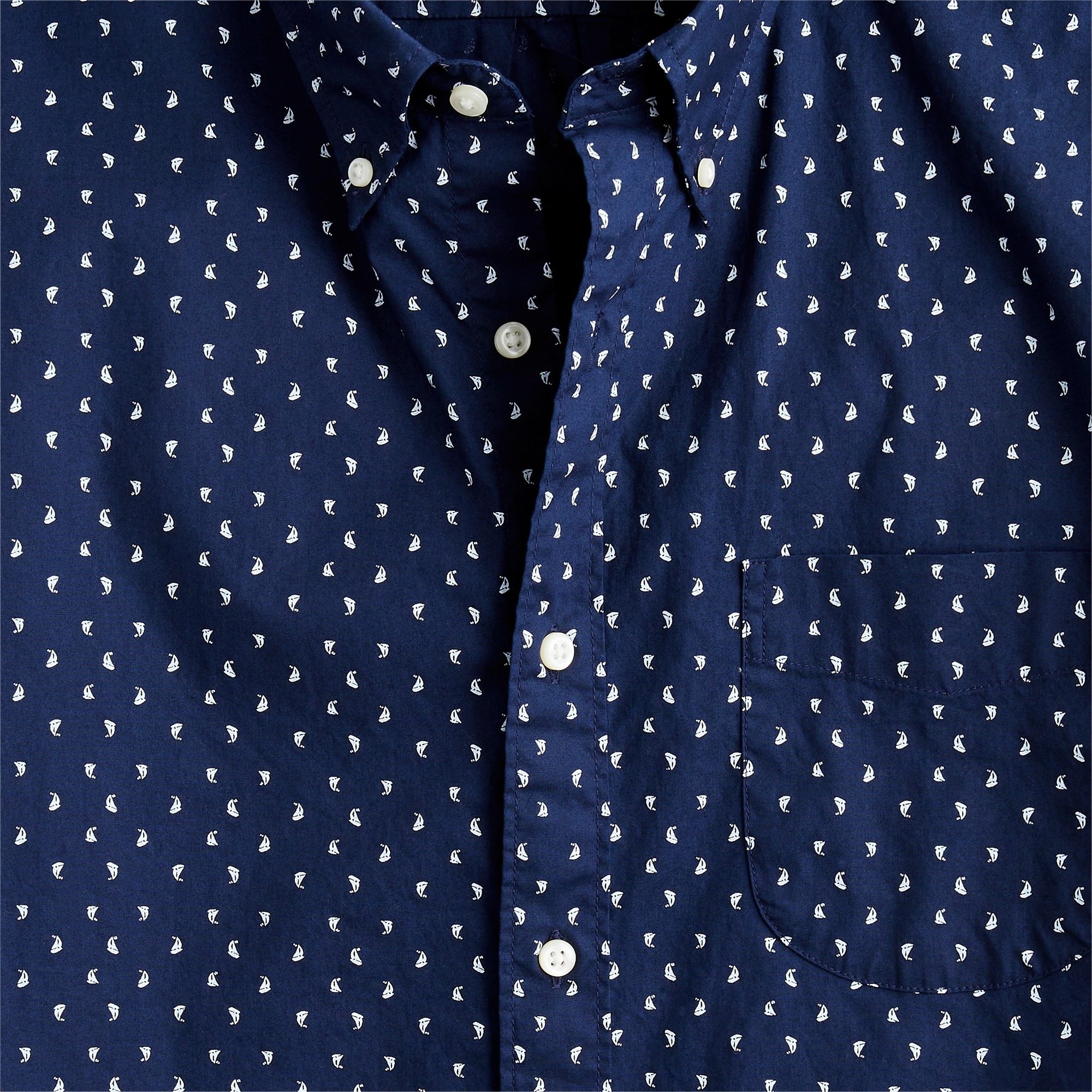 Short-sleeve Secret Wash cotton poplin shirt